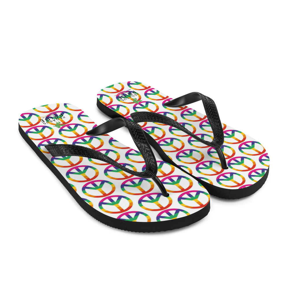 LGBTQ Pride Flip-Flops Sandals - Peace Sign Symbol sublimation-flip-flops-white-front-right-640944ed24d82