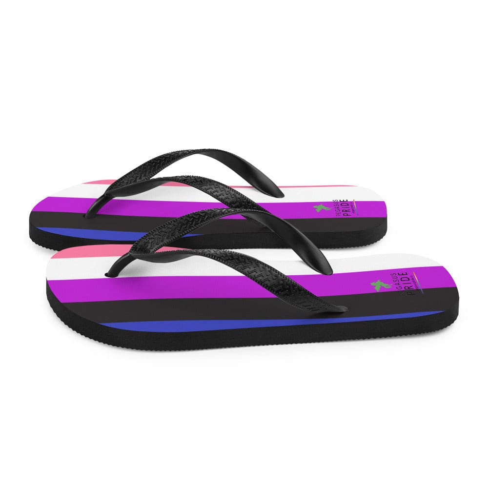 Genderfluid Pride Flag Flip-Flop Sandals sublimation-flip-flops-white-left-640941609ffbc