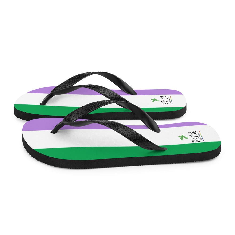 Genderqueer Pride Flag Flip-Flops Sandals sublimation-flip-flops-white-left-640941a00f1f9