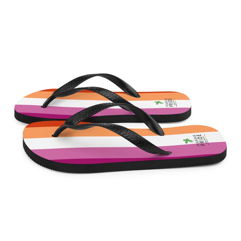 Lesbian Pride Flag Flip-Flops Sandals sublimation-flip-flops-white-left-64094227ac986