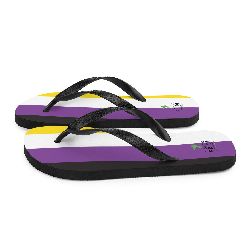 Nonbinary Enby Pride Flag Flip-Flops Sandals sublimation-flip-flops-white-left-640942858af60