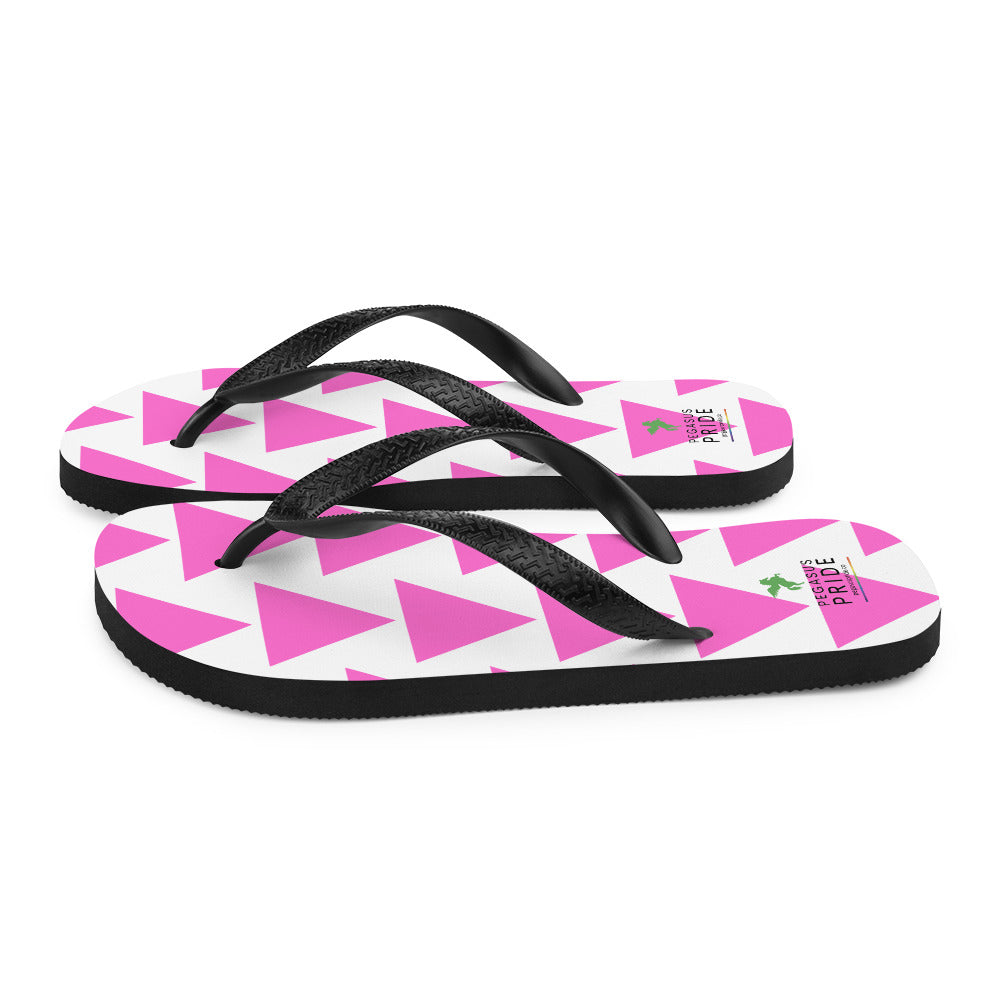 LGBTQ Pride Flip-Flops Sandals - Pink Triangle sublimation-flip-flops-white-left-6409448b42274