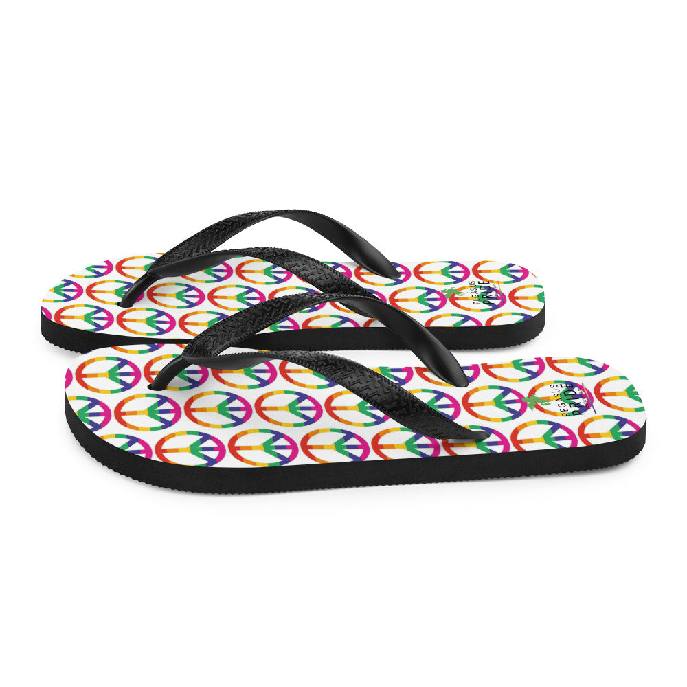 LGBTQ Pride Flip-Flops Sandals - Peace Sign Symbol sublimation-flip-flops-white-left-640944ed24cdd