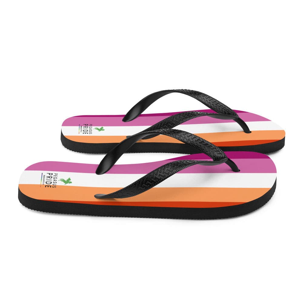 Lesbian Pride Flag Flip-Flops Sandals sublimation-flip-flops-white-right-64094227ac9db