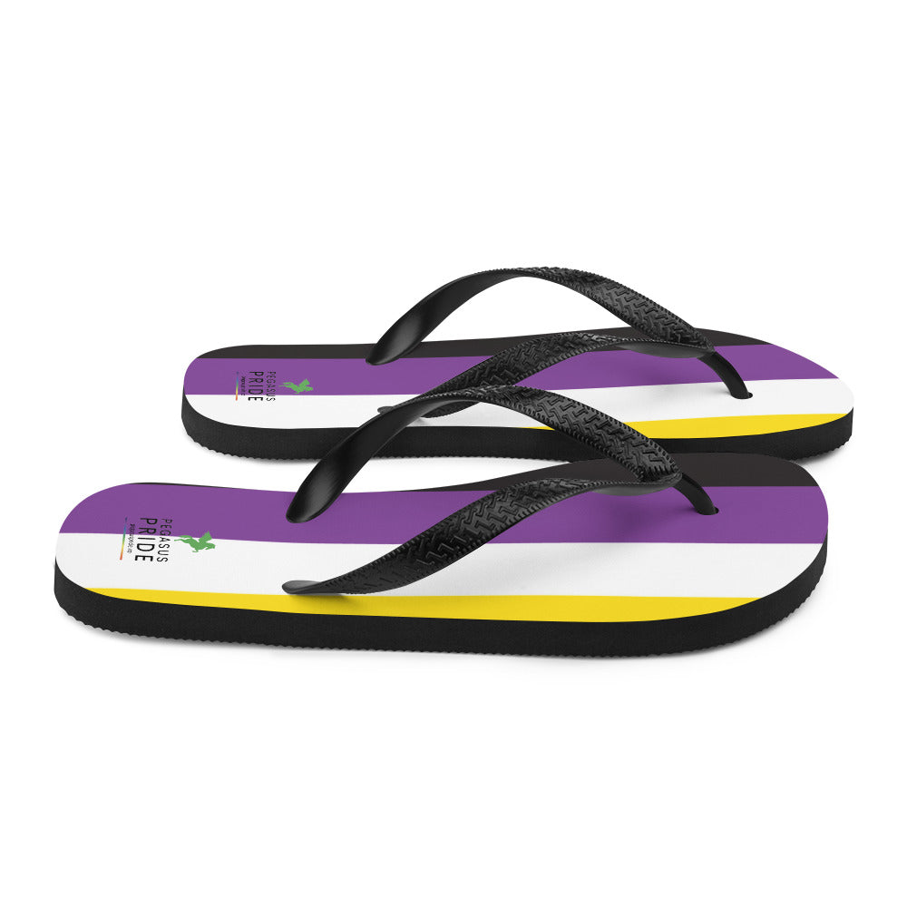 Nonbinary Enby Pride Flag Flip-Flops Sandals sublimation-flip-flops-white-right-640942858afb3