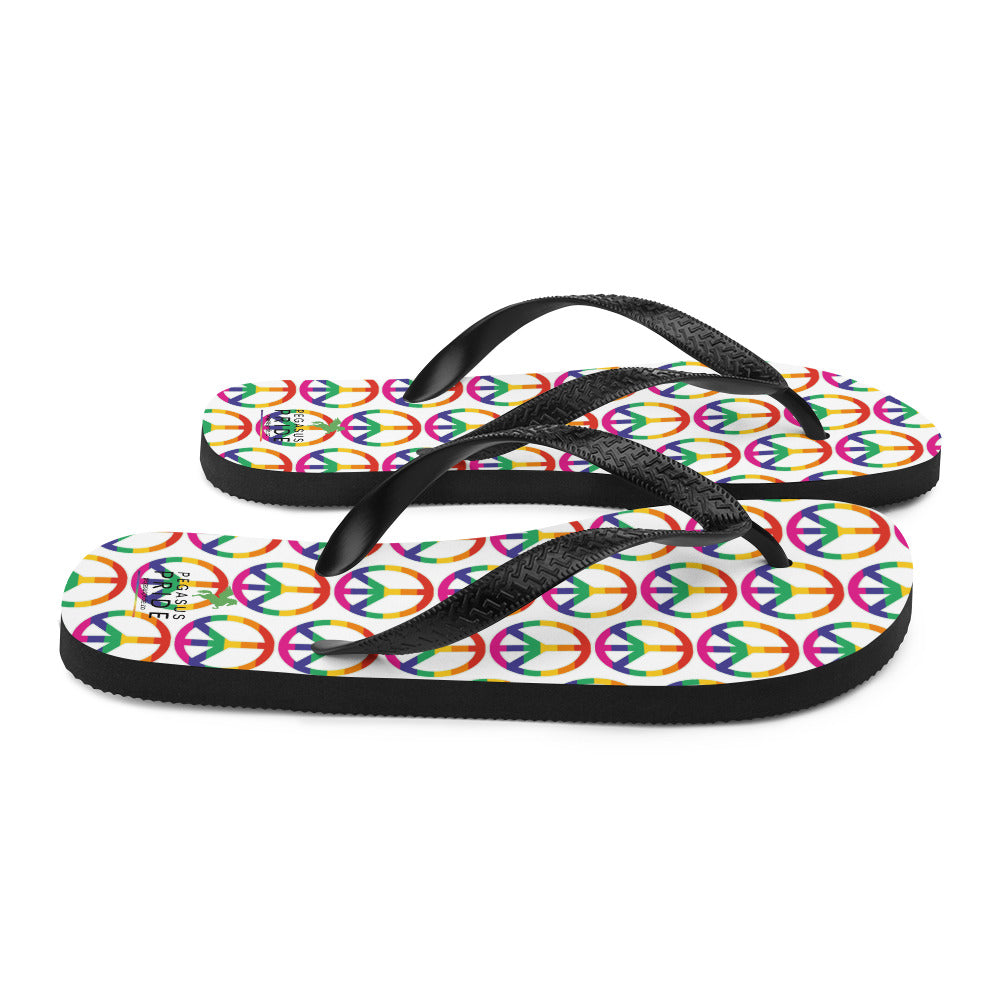 LGBTQ Pride Flip-Flops Sandals - Peace Sign Symbol sublimation-flip-flops-white-right-640944ed24d31