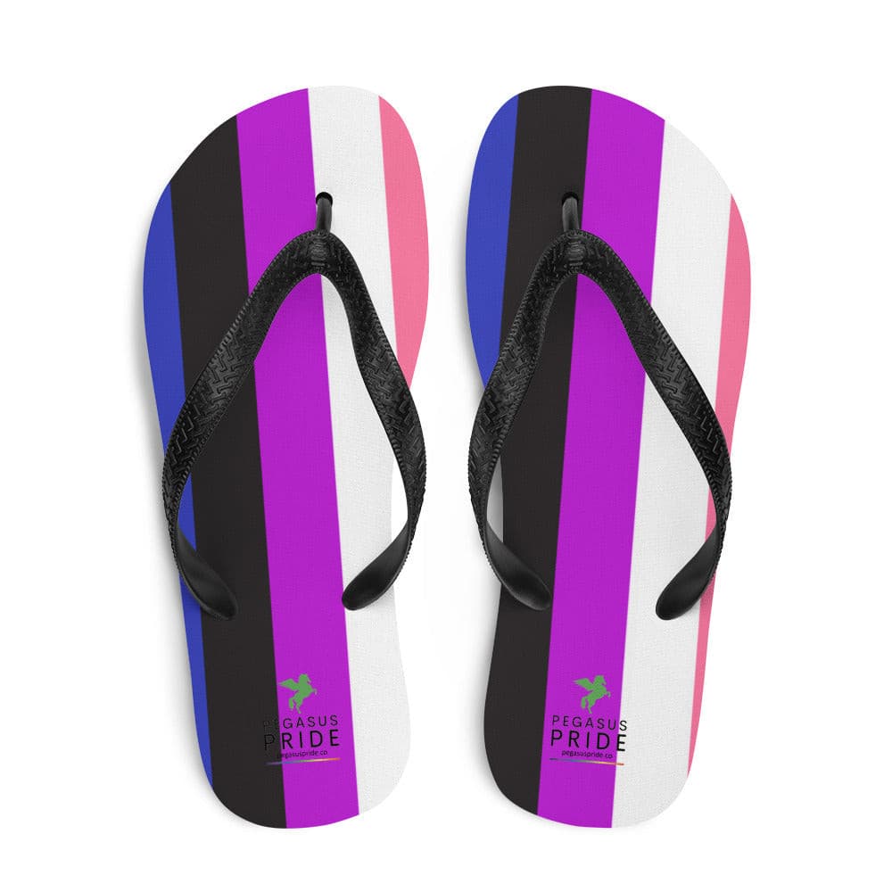 Genderfluid Pride Flag Flip-Flop Sandals Genderfluid sublimation-flip-flops-white-top-640941609f877