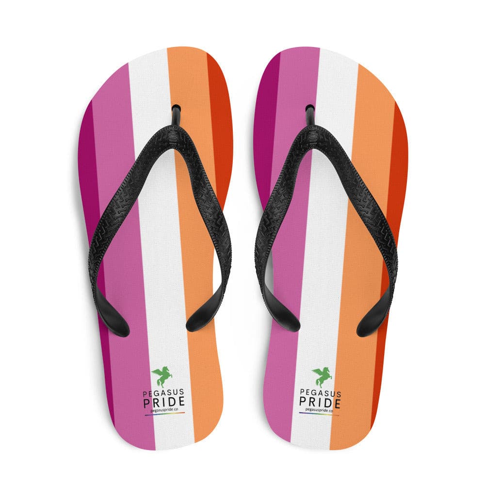 Lesbian Pride Flag Flip-Flops Sandals Lesbian sublimation-flip-flops-white-top-64094227a908e