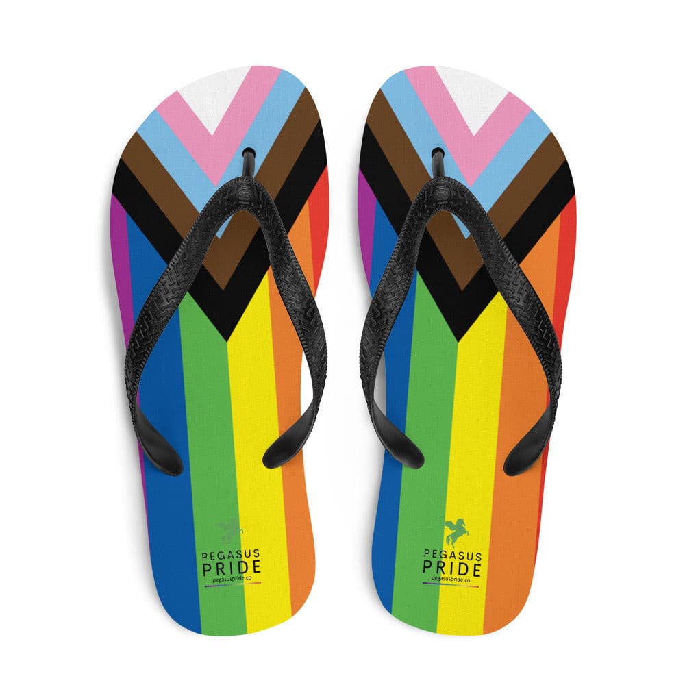 LGBTQ Pride Flag Flip-Flops Sandals - Progress Daniel Quasar Pride sublimation-flip-flops-white-top-6409435217e26