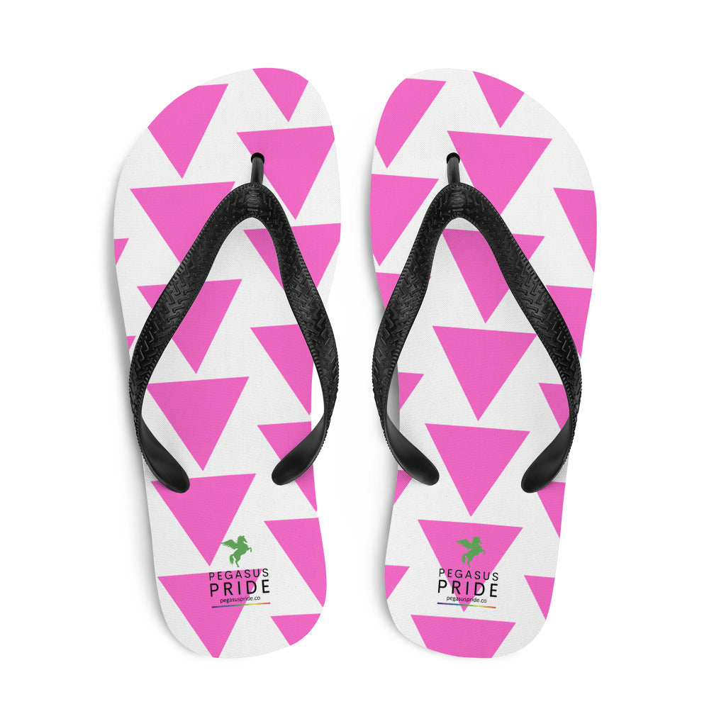 LGBTQ Pride Flip-Flops Sandals - Pink Triangle Pride sublimation-flip-flops-white-top-6409448b4185d