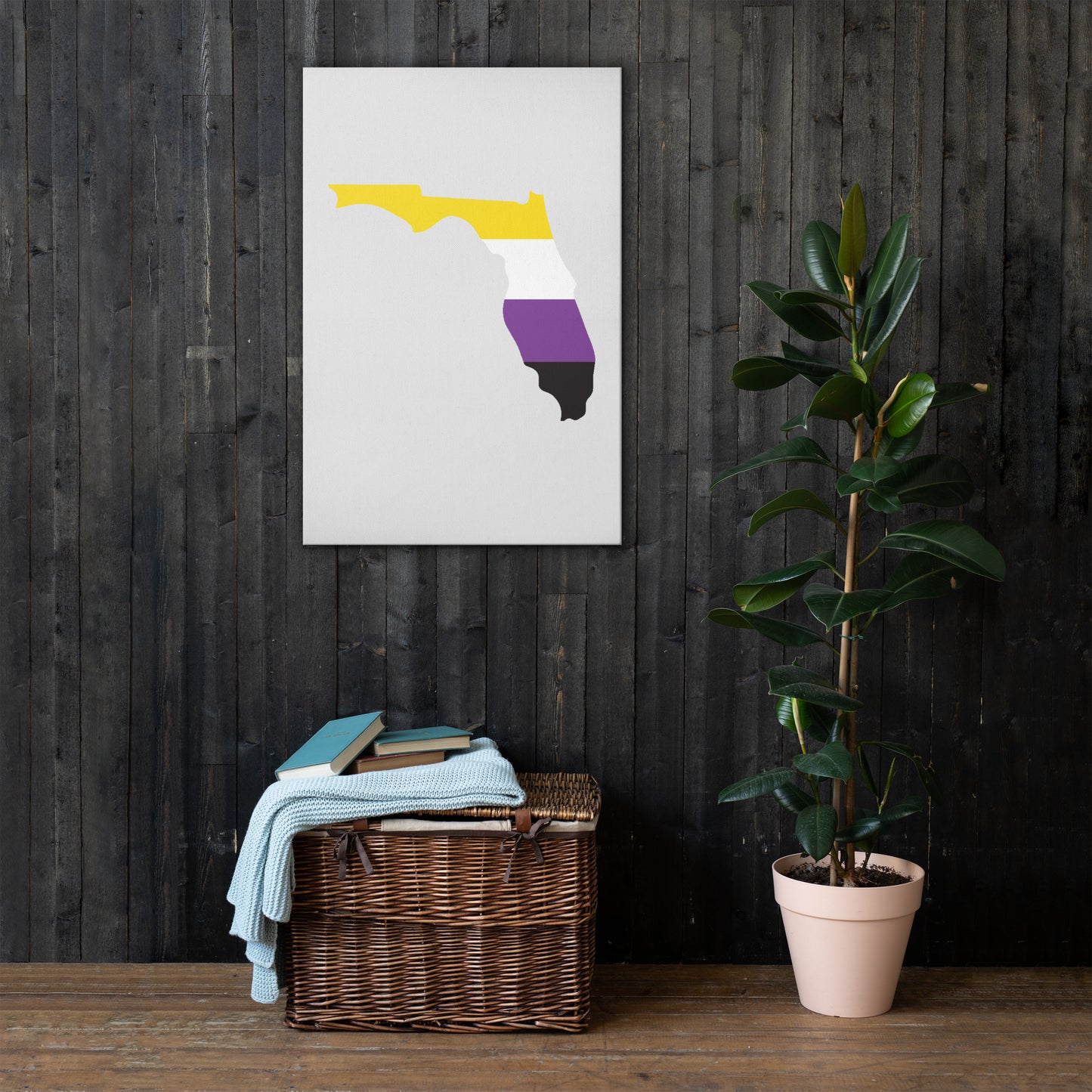 Florida Nonbinary Enby Pride Canvas Wall Art thin-canvas-_in_-24x36-front-639378d24c404