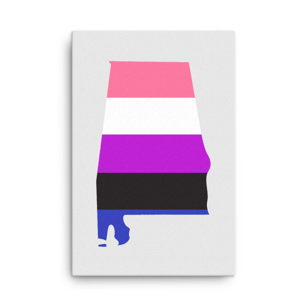 Alabama Genderfluid Pride Canvas Wall Art 24in×36in Genderfluid Alabama thin-canvas-_in_-24x36-front-63a51ccc39357