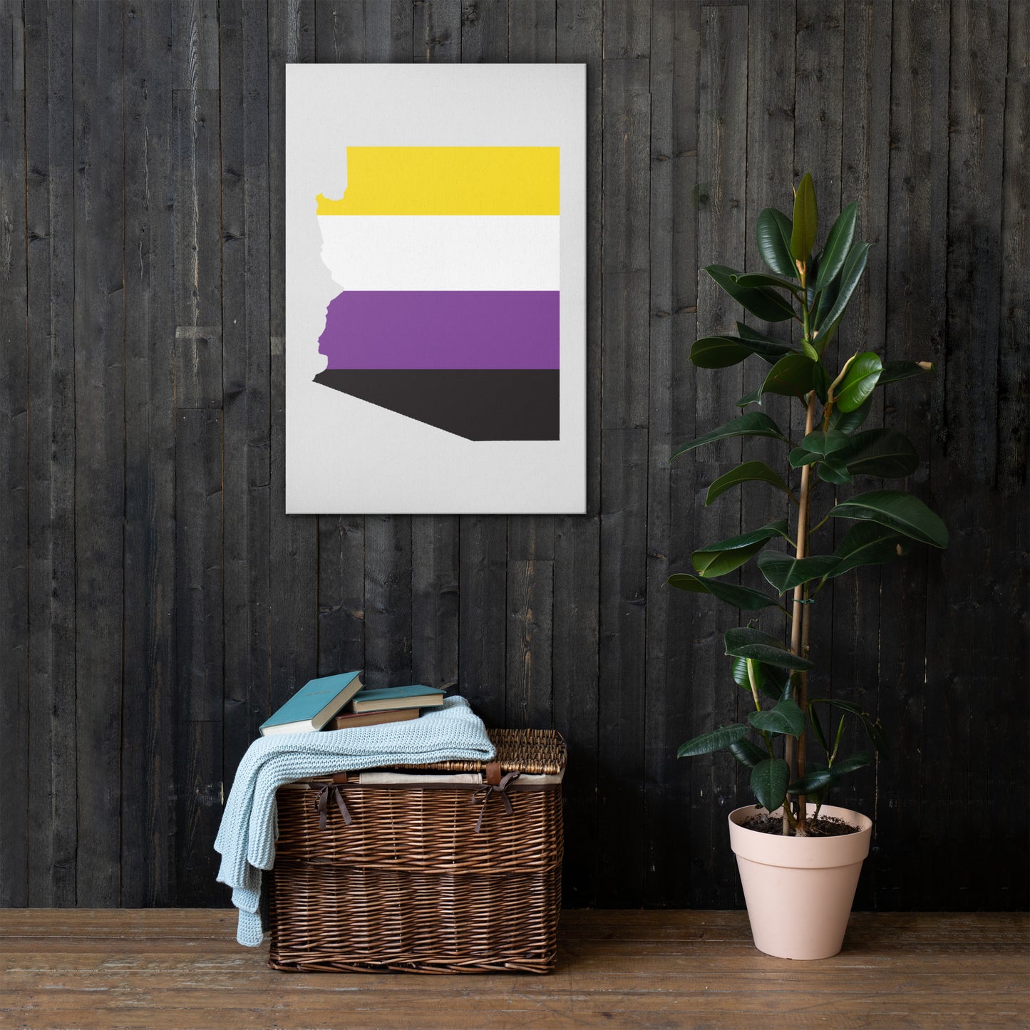 Arizona Nonbinary Enby Pride Canvas Wall Art thin-canvas-_in_-24x36-front-63abaf930aa10