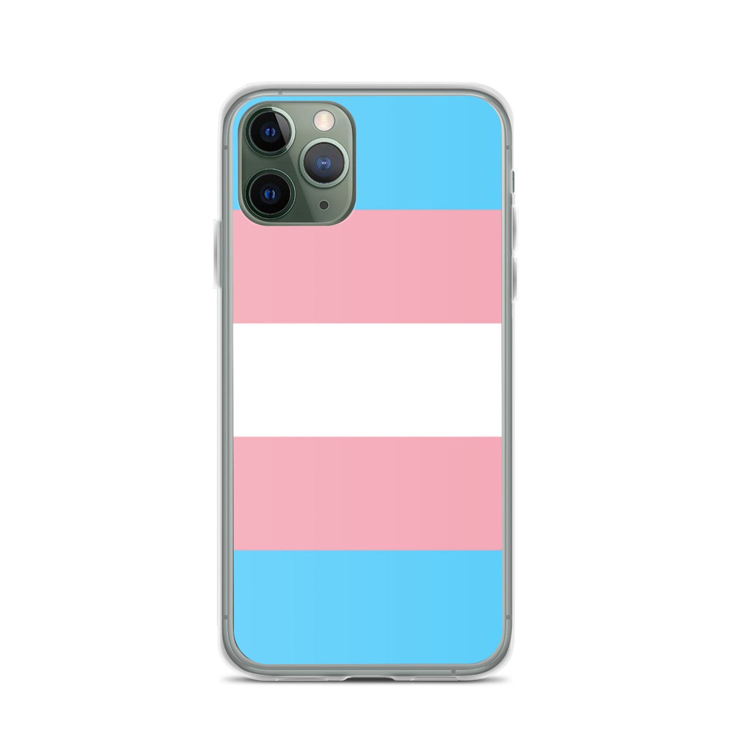 Apple iPhone 11 Pro mobile phone case with trans pride flag design on white background