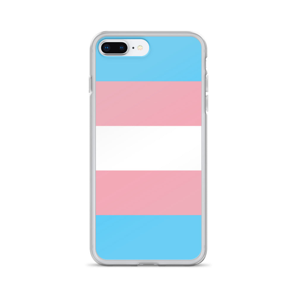 Apple iPhone 7 plus 8 plus cell phone case with trans pride flag design on white background