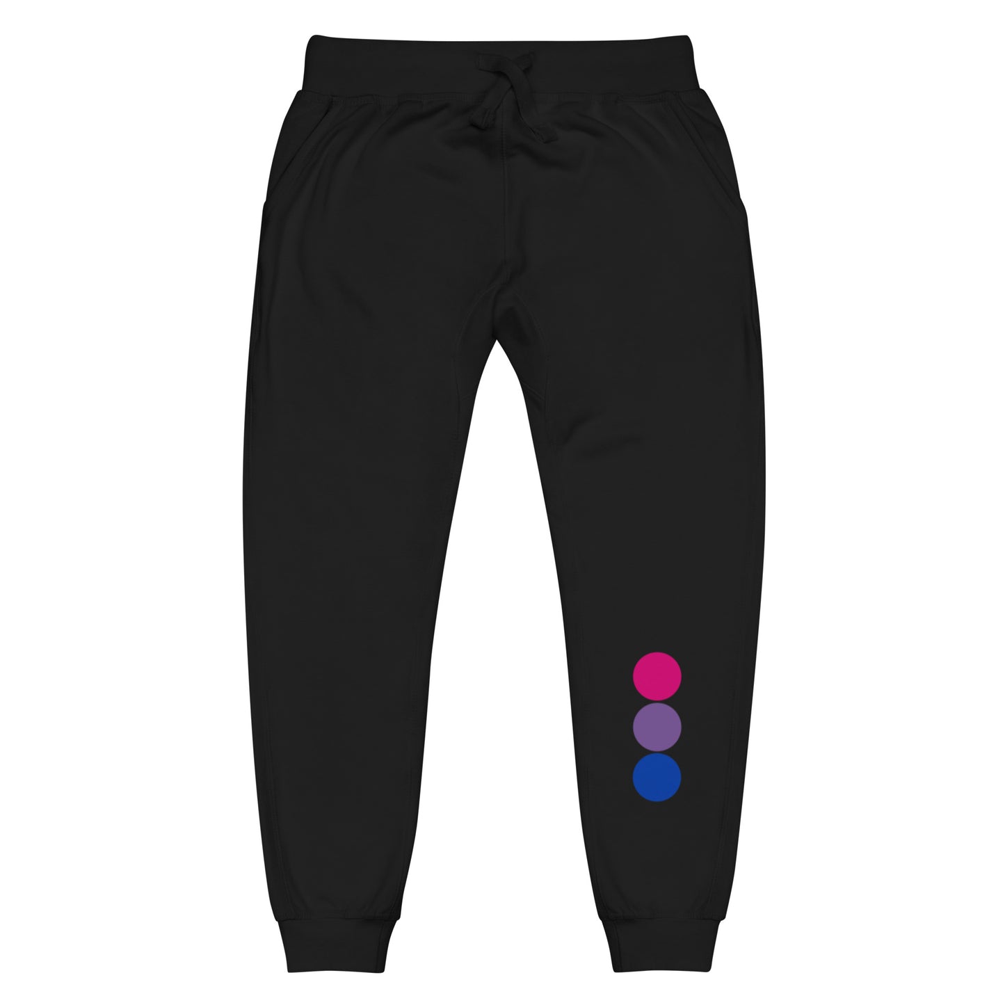 Bisexual Bi Pride Sweatpants with Circles Black Bisexual unisex-fleece-sweatpants-black-front-638ad9b6160c4