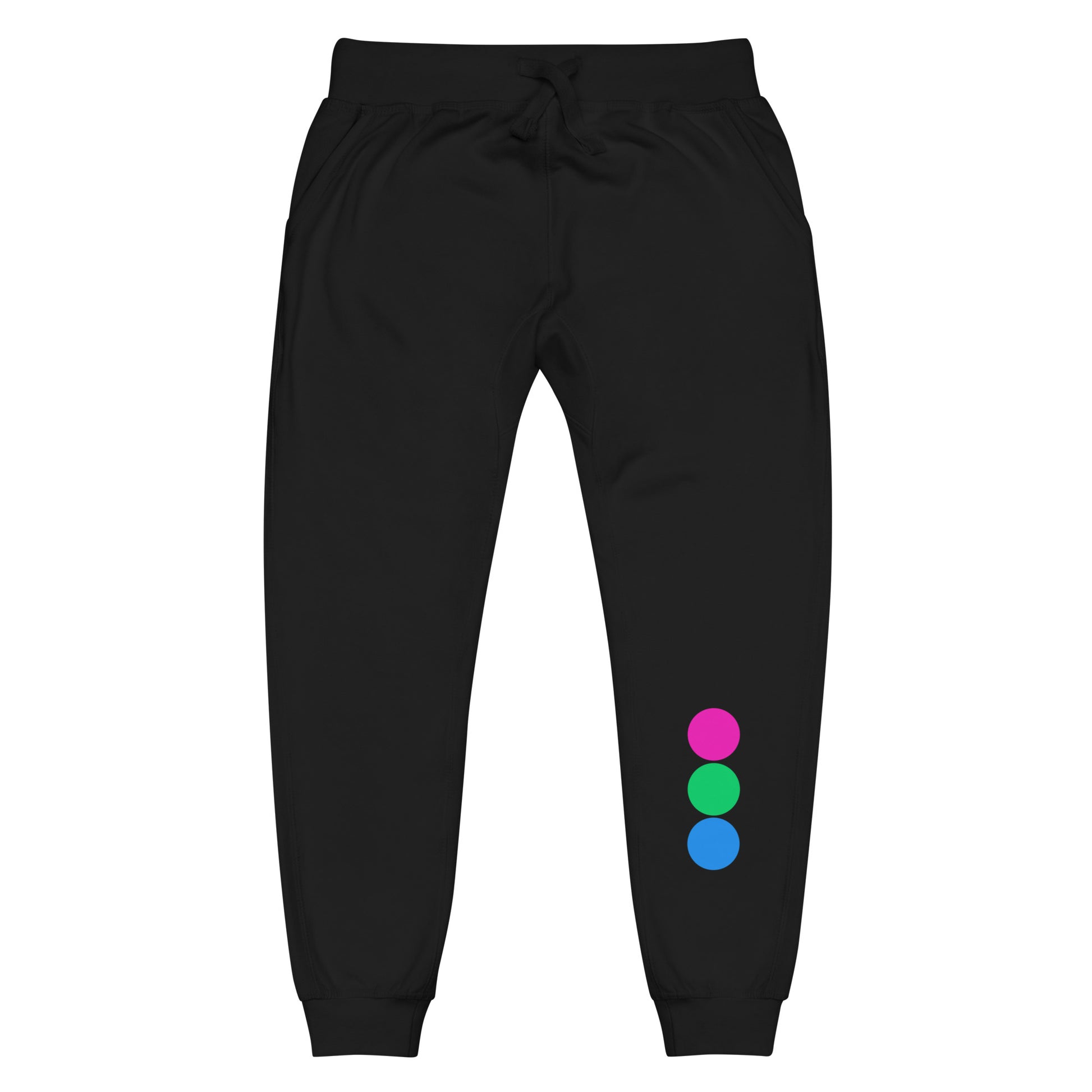 Polysexual Poly Pride Joggers Sweatpants - Circles Black Polysexual unisex-fleece-sweatpants-black-front-638adb9d303a5