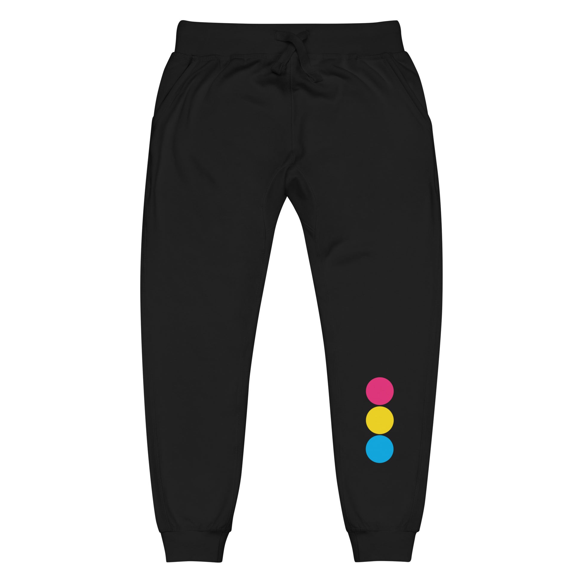 Pansexual Pan Pride Joggers Sweatpants - Circles Black Pansexual unisex-fleece-sweatpants-black-front-638bc7e98bccf