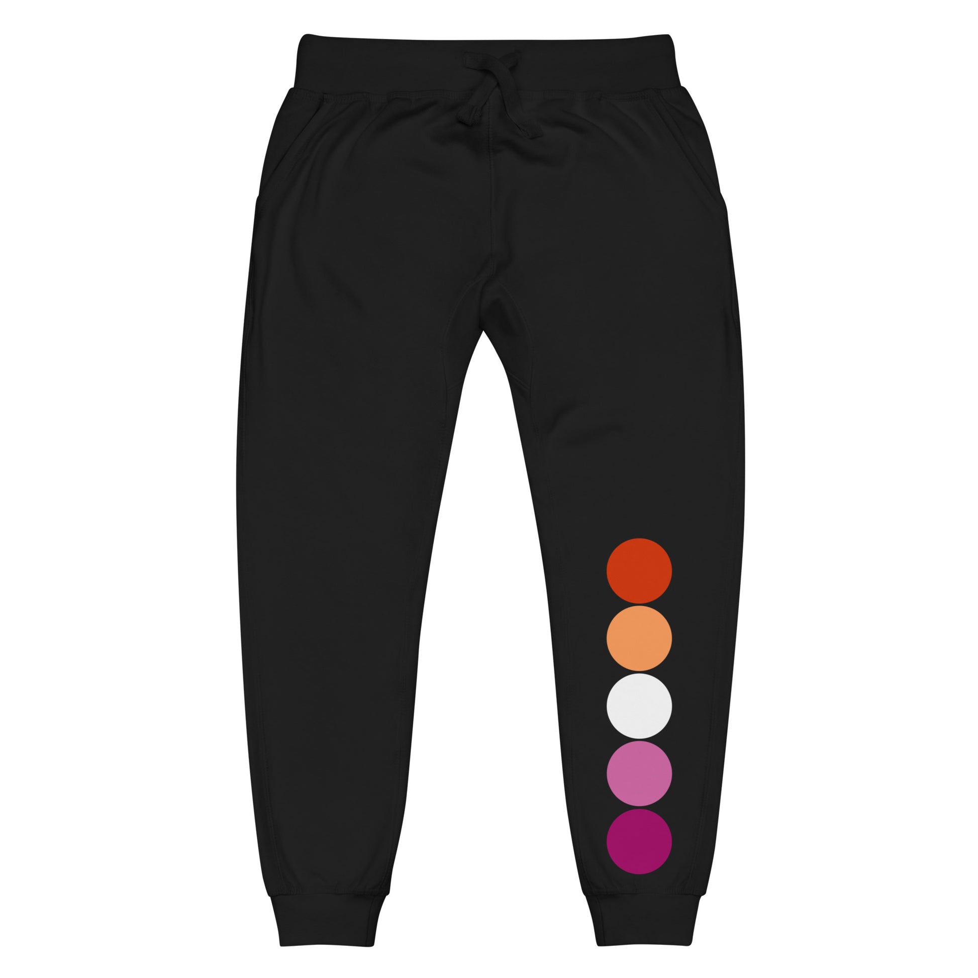 Lesbian Pride Sweatpants Joggers - Circles Black Lesbian unisex-fleece-sweatpants-black-front-63bb952b7b5db