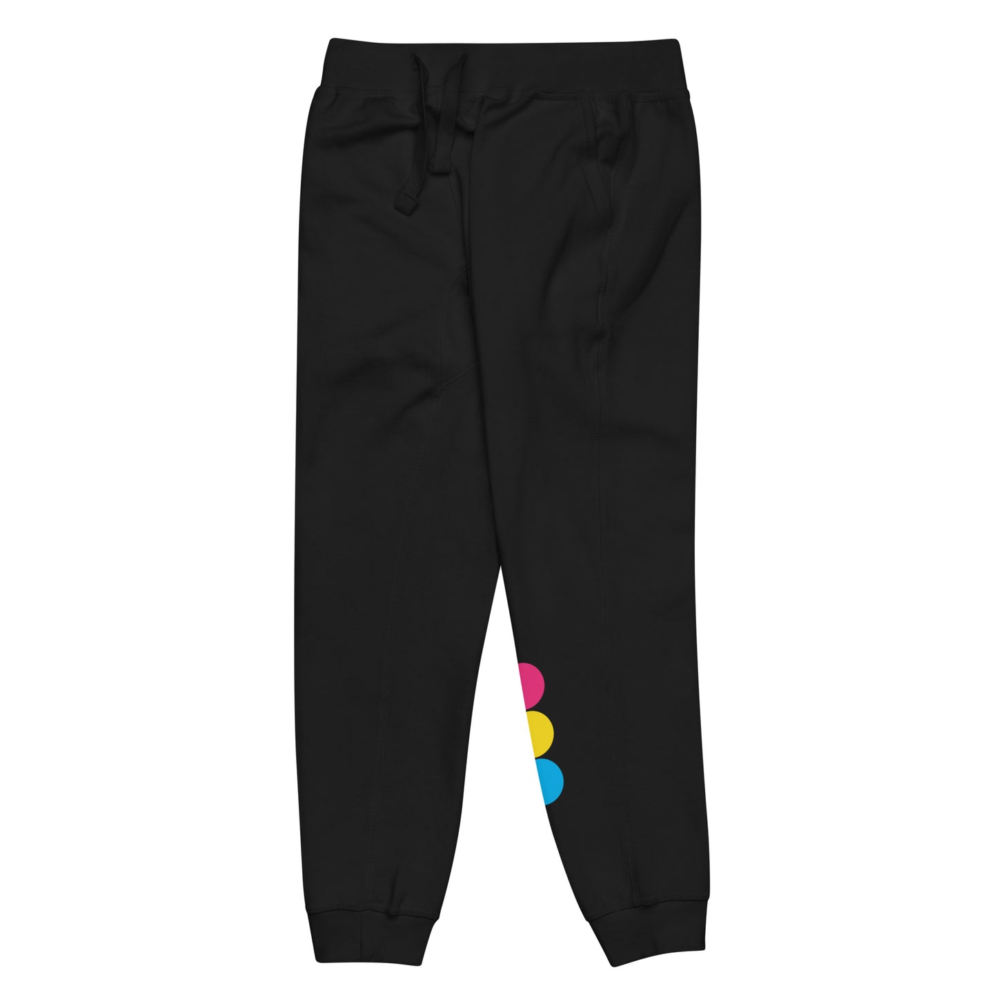 Pansexual Pan Pride Joggers Sweatpants - Circles unisex-fleece-sweatpants-black-front-left-638bc7e98be1a