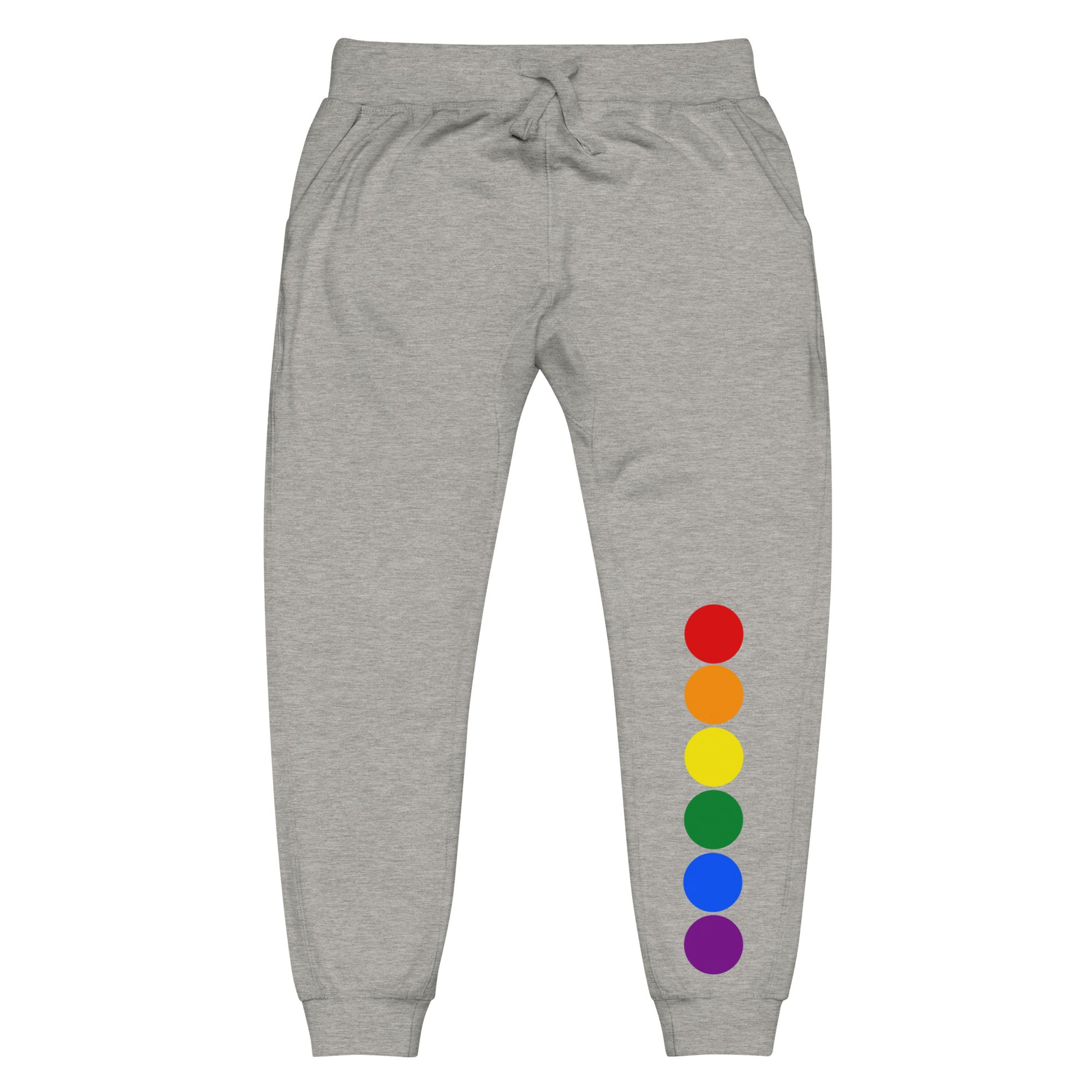 LGBTQ Pride Sweatpants with Rainbow Circles Carbon Grey Pride unisex-fleece-sweatpants-carbon-grey-front-638ac838a225f