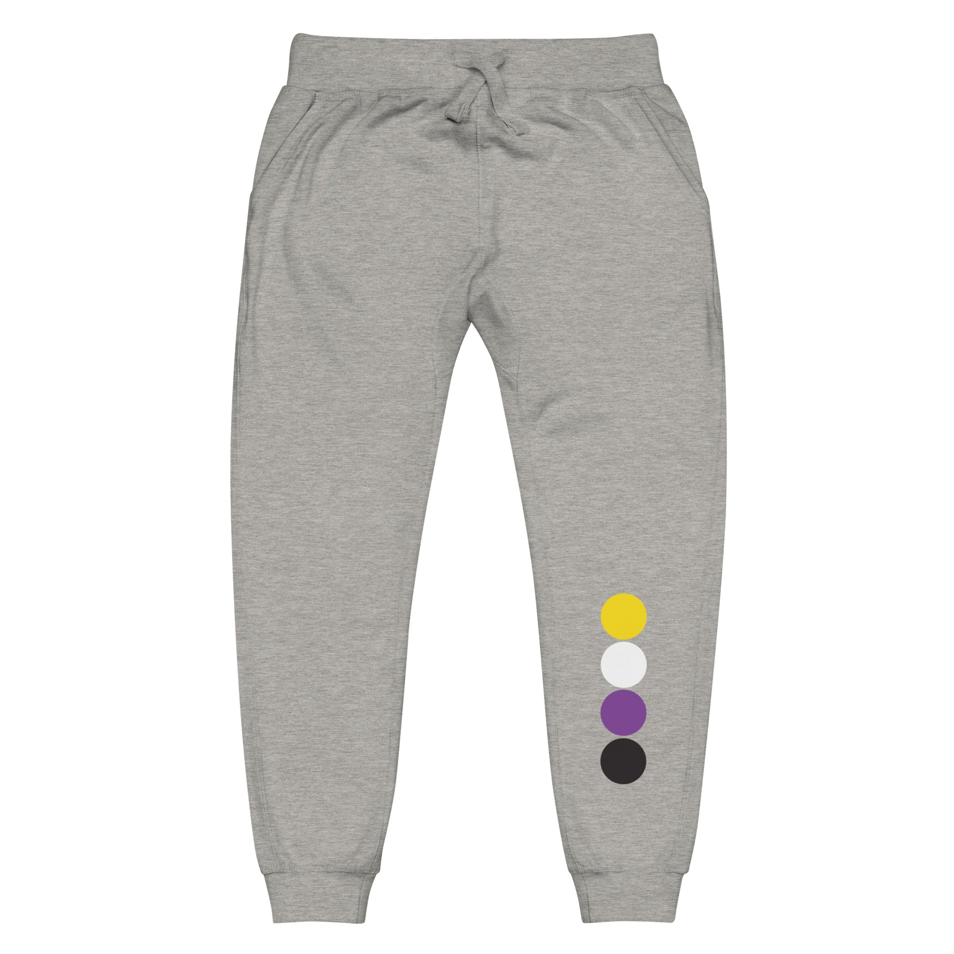 Nonbinary Enby Pride Sweatpants - Circles Carbon Grey Nonbinary unisex-fleece-sweatpants-carbon-grey-front-638bc48ba6875