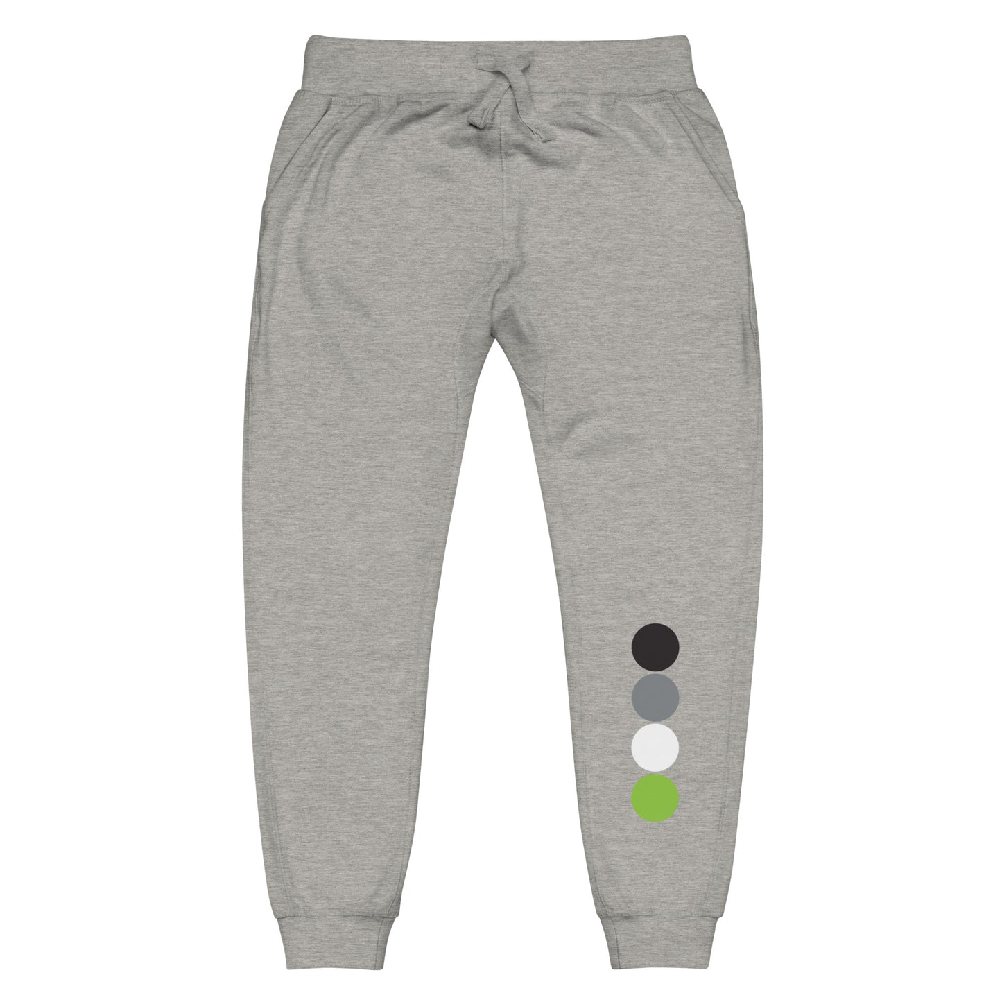 Agender Pride Sweatpants with Circles Carbon Grey Agender unisex-fleece-sweatpants-carbon-grey-front-638bc564d9a62