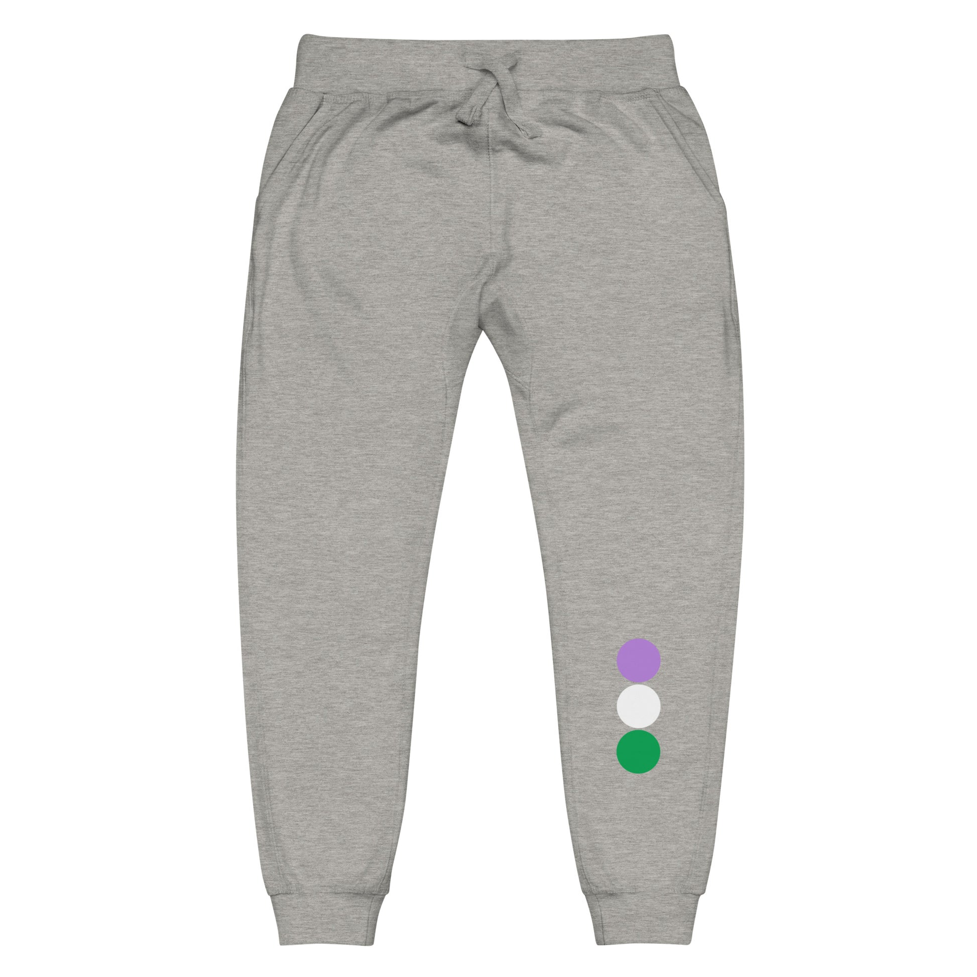 Genderqueer Pride Sweatpants - Circles Carbon Grey Genderqueer unisex-fleece-sweatpants-carbon-grey-front-638bc6b3ece00