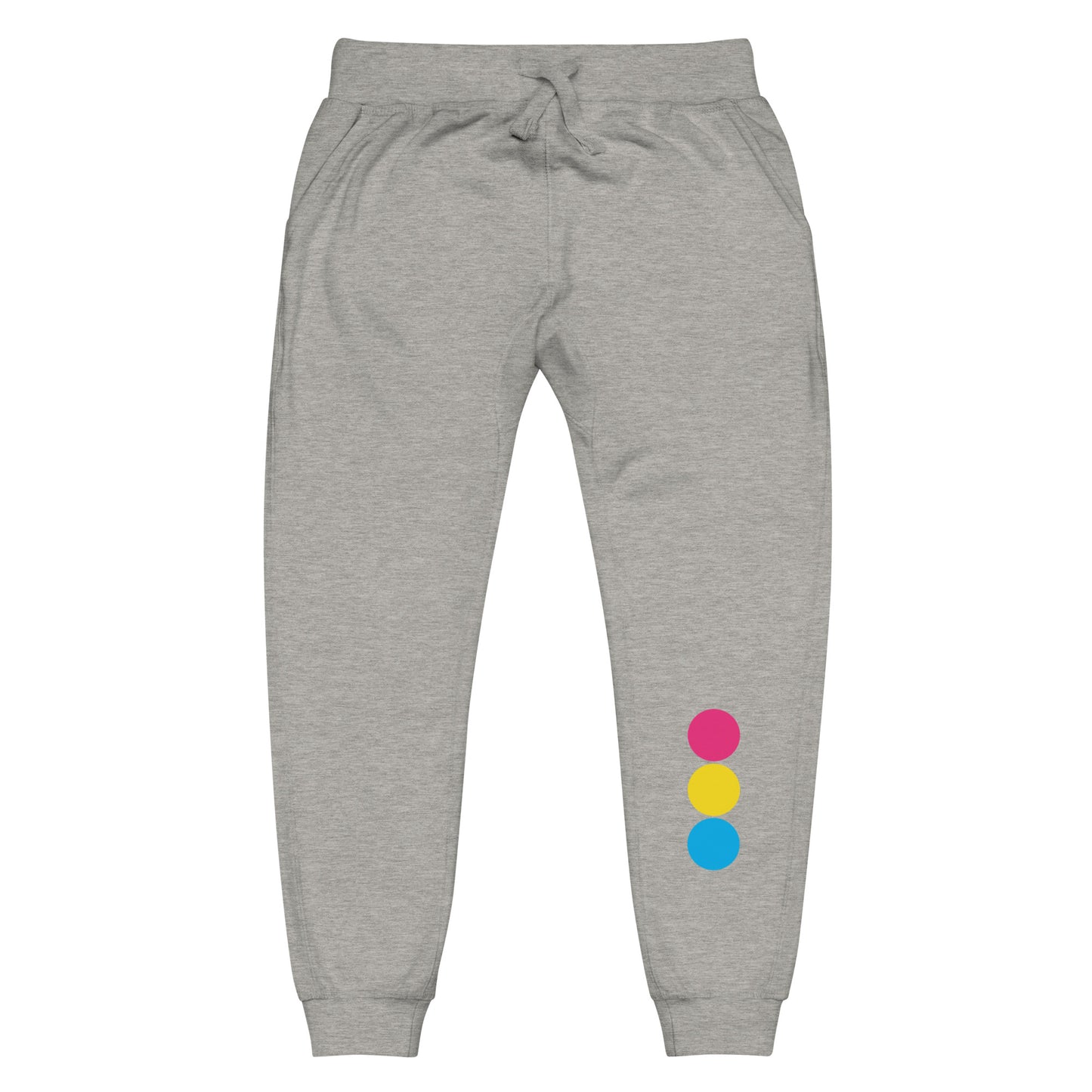 Pansexual Pan Pride Joggers Sweatpants - Circles Carbon Grey Pansexual unisex-fleece-sweatpants-carbon-grey-front-638bc7e989cfc