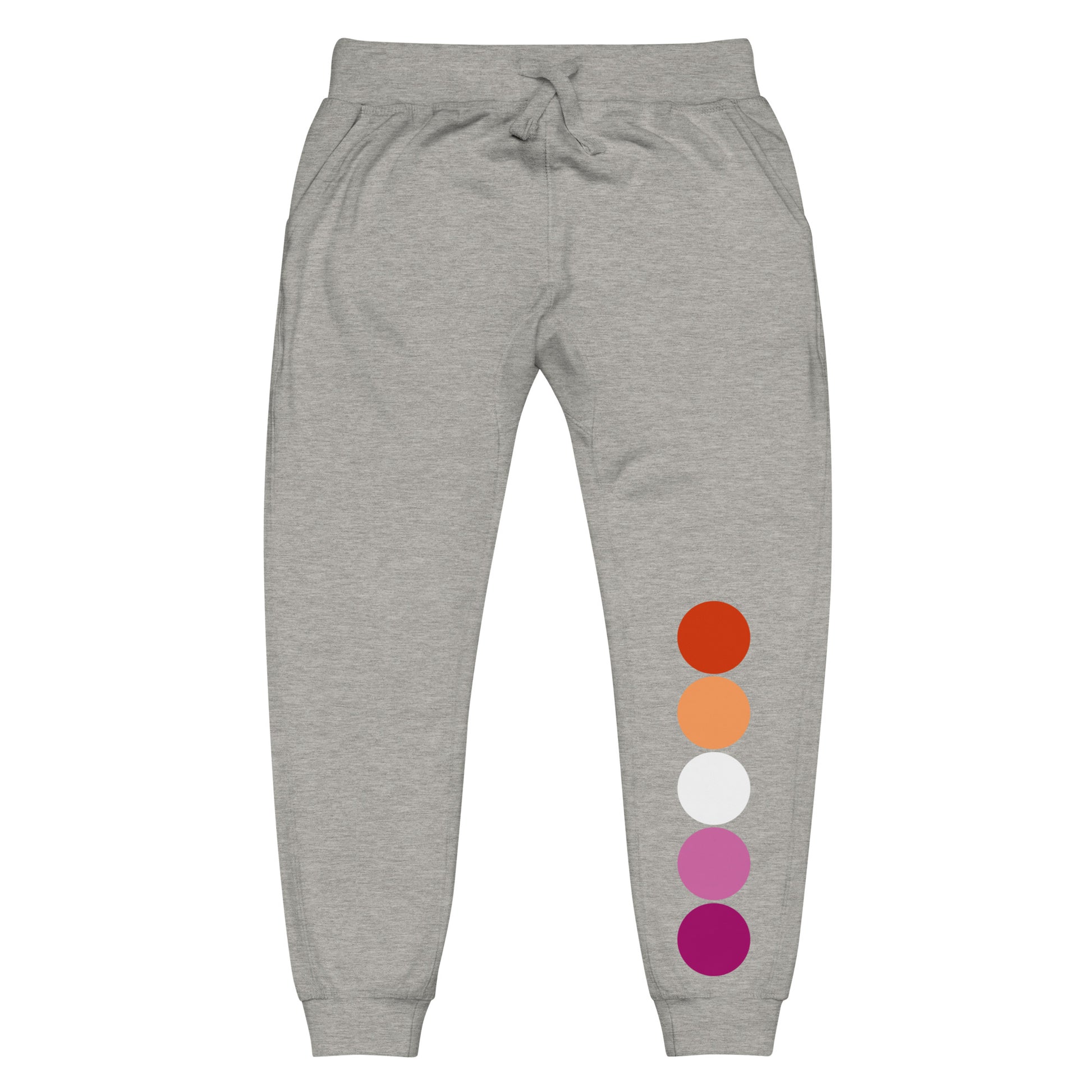 Lesbian Pride Sweatpants Joggers - Circles Carbon Grey Lesbian unisex-fleece-sweatpants-carbon-grey-front-63bb952b7e2bb