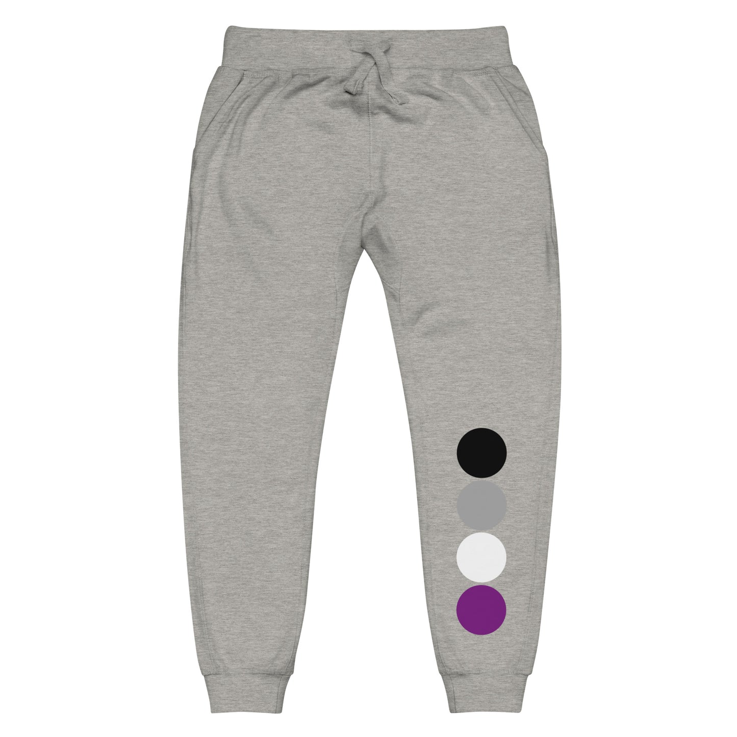 Asexual Ace Pride Sweatpants with Circles Carbon Grey Asexual unisex-fleece-sweatpants-carbon-grey-front-63bb969eb61e7