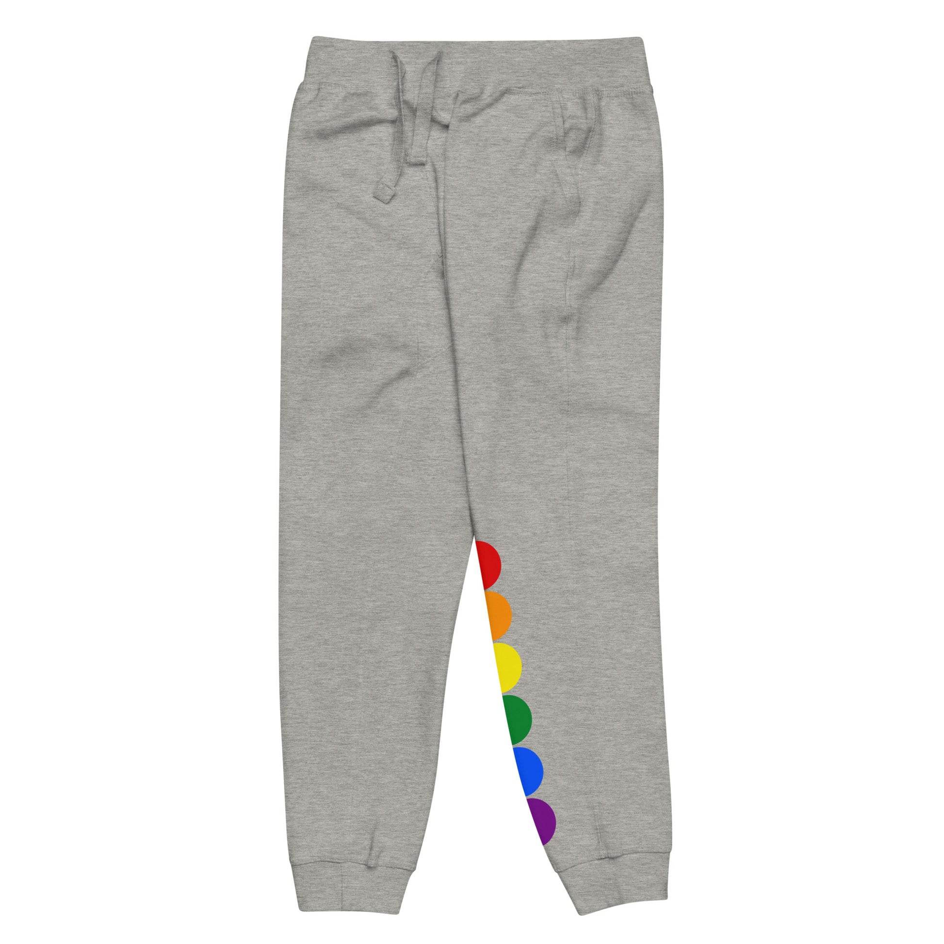 LGBTQ Pride Sweatpants with Rainbow Circles unisex-fleece-sweatpants-carbon-grey-front-left-638ac838a2404