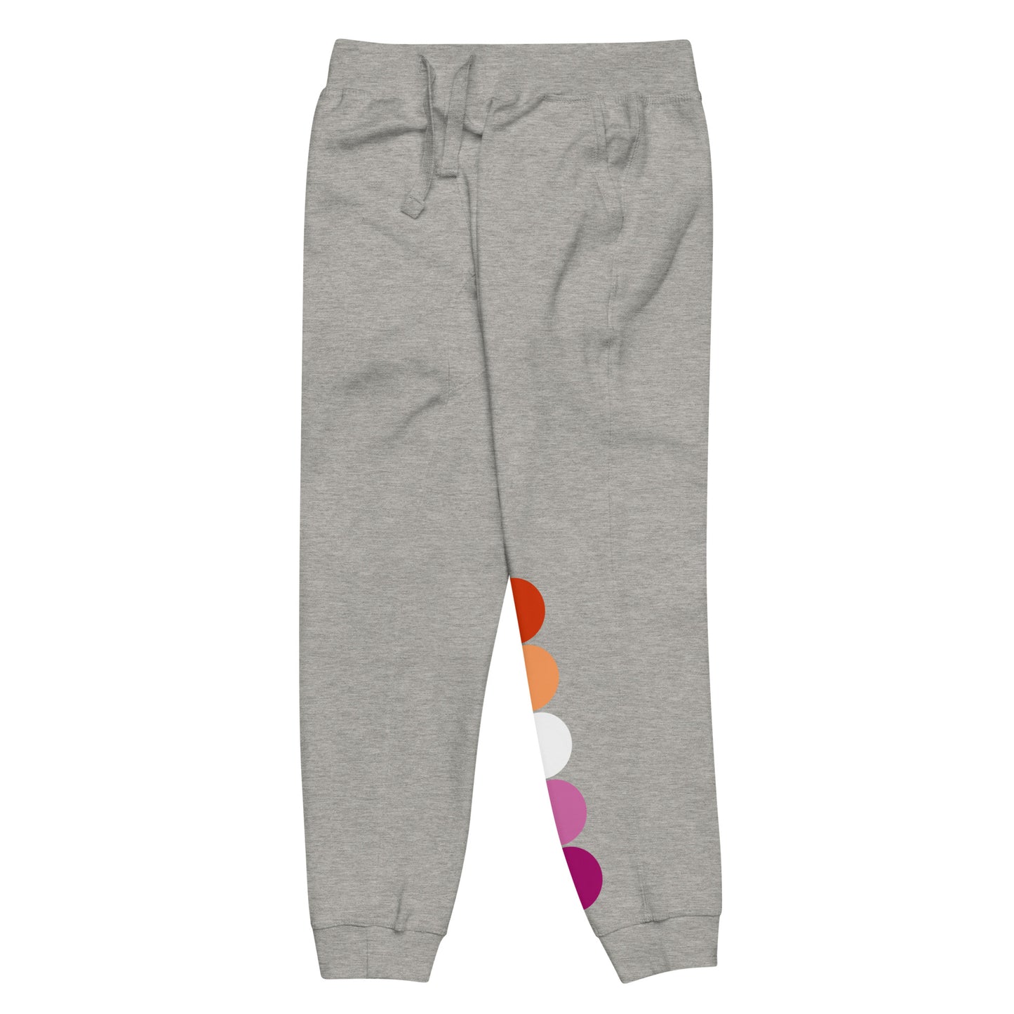 Lesbian Pride Sweatpants Joggers - Circles unisex-fleece-sweatpants-carbon-grey-front-left-63bb952b7e7d7