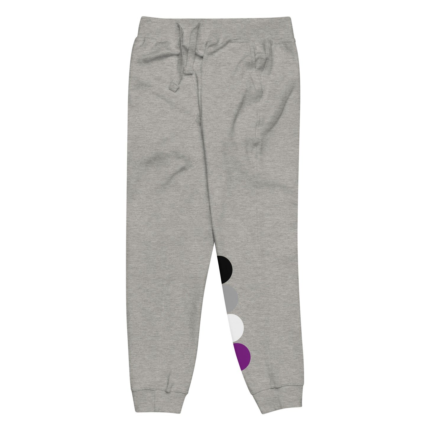 Asexual Ace Pride Sweatpants with Circles unisex-fleece-sweatpants-carbon-grey-front-left-63bb969eb8043