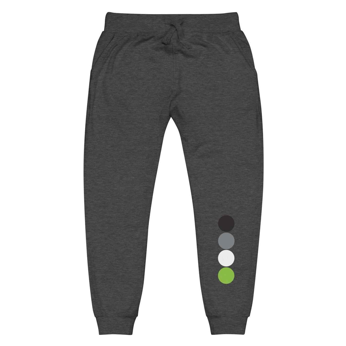 Agender Pride Sweatpants with Circles Charcoal Heather Agender unisex-fleece-sweatpants-charcoal-heather-front-638bc564dd214