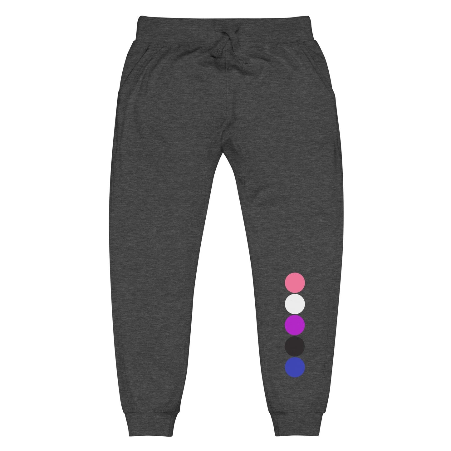 Genderfluid Pride Sweatpants - Circles Charcoal Heather Genderfluid unisex-fleece-sweatpants-charcoal-heather-front-638bc62d45b62