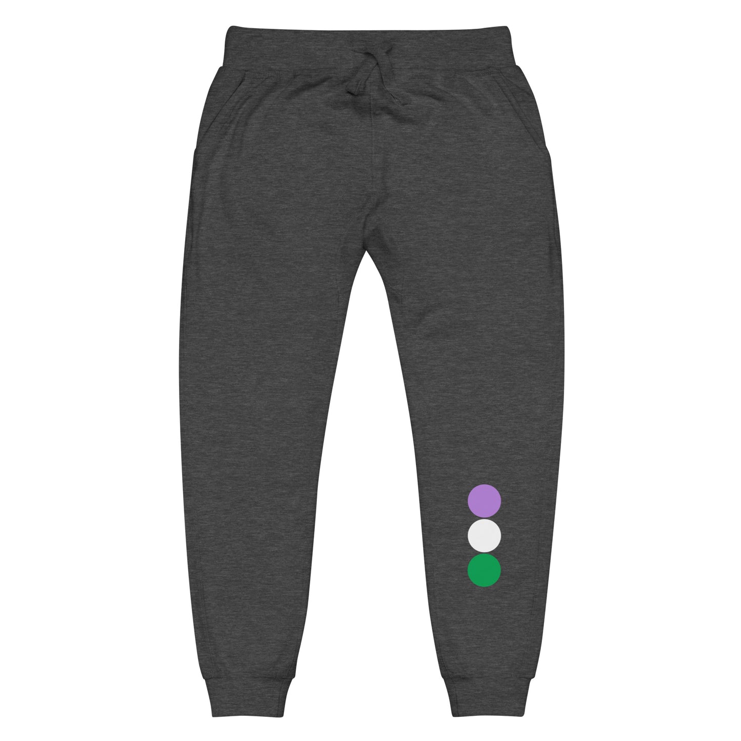 Genderqueer Pride Sweatpants - Circles Charcoal Heather Genderqueer unisex-fleece-sweatpants-charcoal-heather-front-638bc6b3ee01a