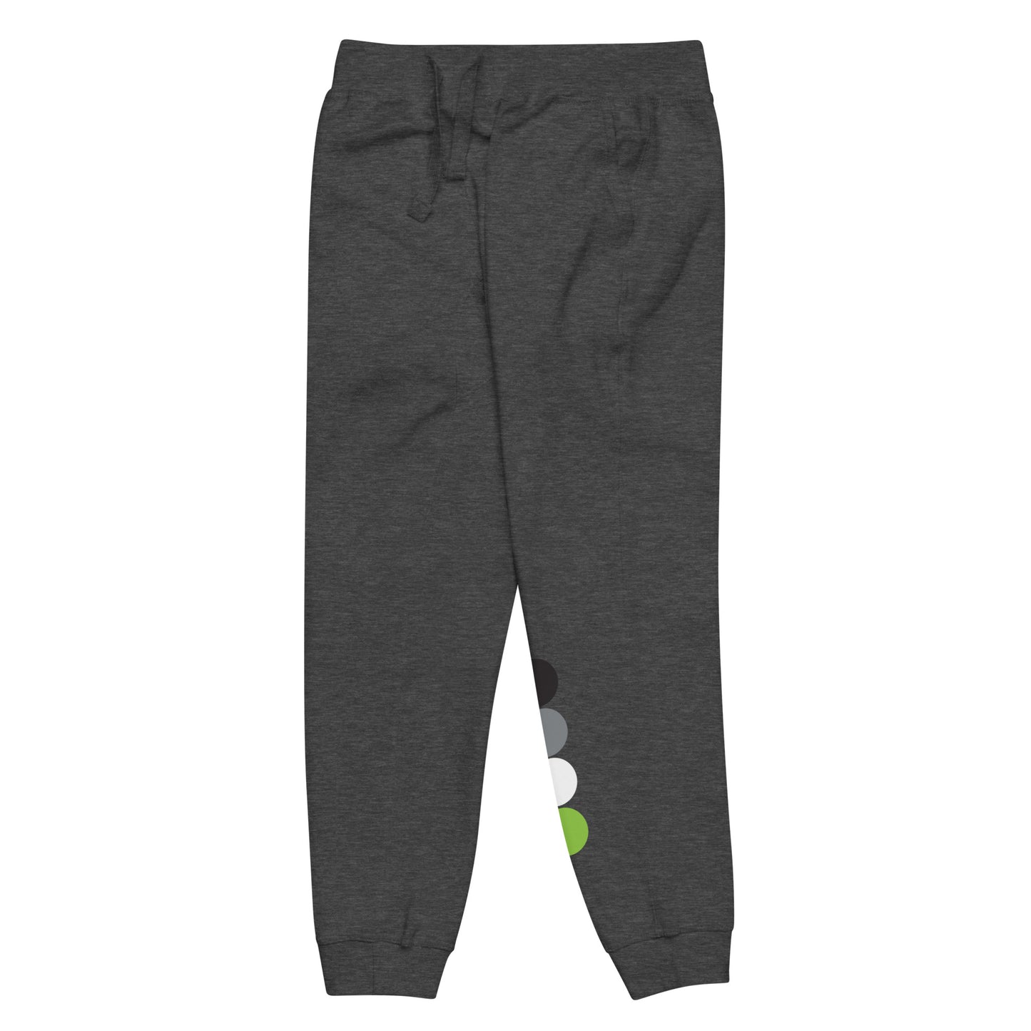 Agender Pride Sweatpants with Circles unisex-fleece-sweatpants-charcoal-heather-front-left-638bc564dd318