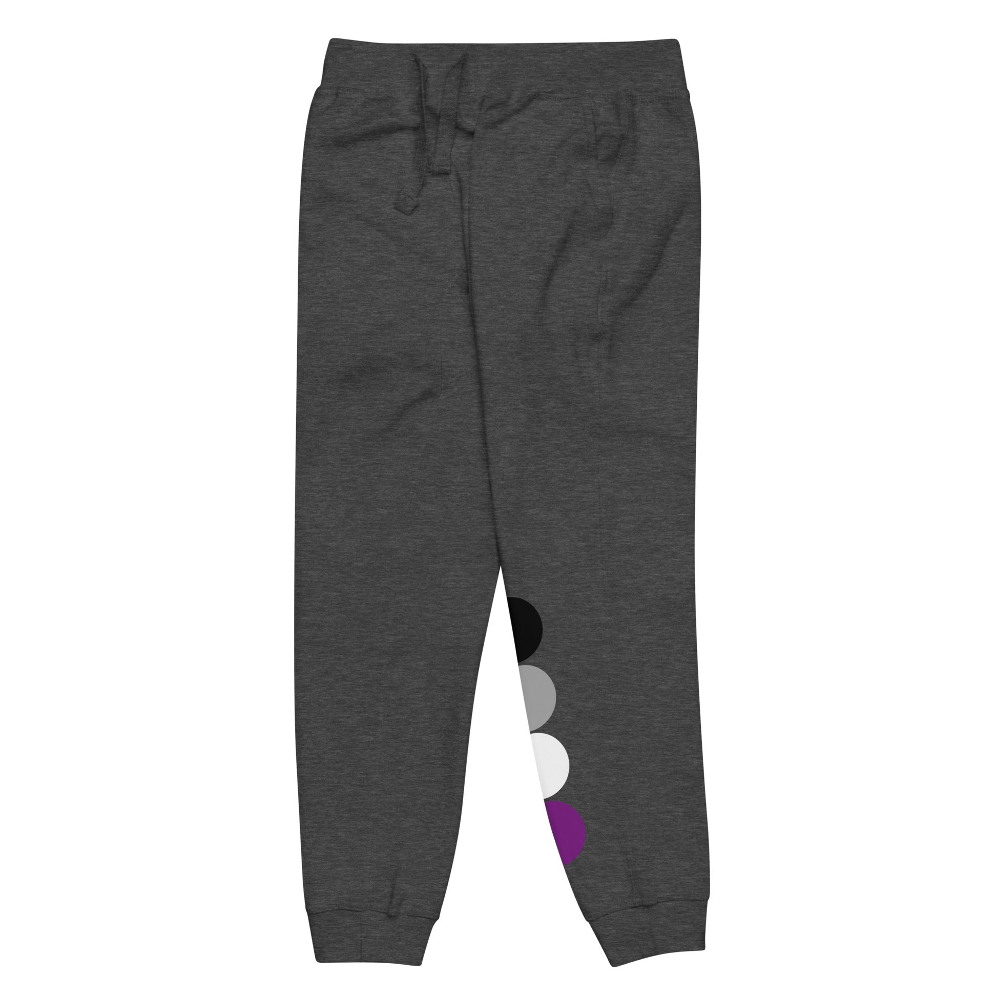 Asexual Ace Pride Sweatpants with Circles unisex-fleece-sweatpants-charcoal-heather-front-left-63bb969eb7e6d