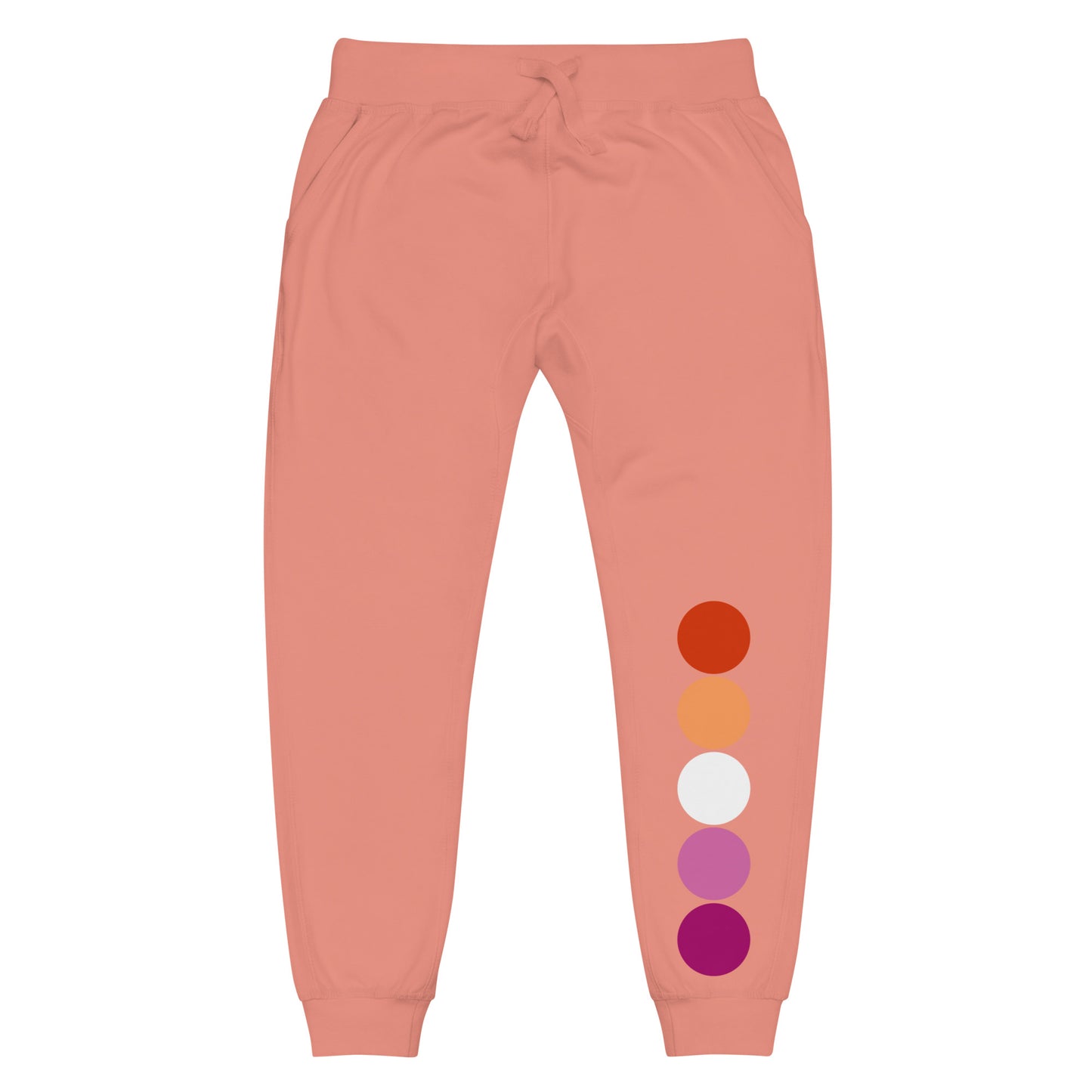 Lesbian Pride Sweatpants Joggers - Circles Dusty Rose Lesbian unisex-fleece-sweatpants-dusty-rose-front-63bb952b7da0e