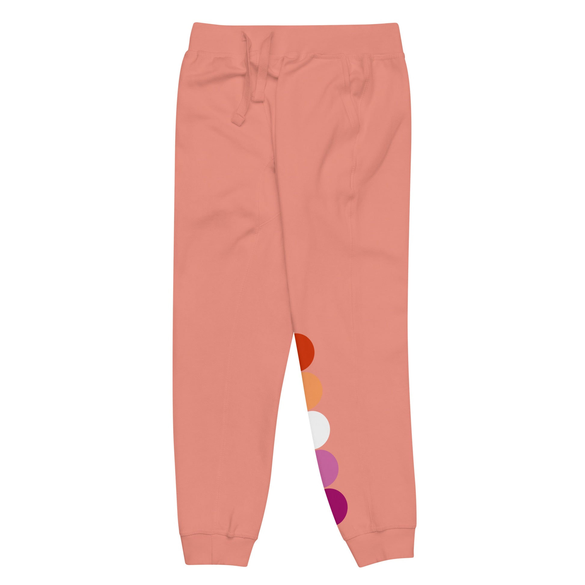 Lesbian Pride Sweatpants Joggers - Circles unisex-fleece-sweatpants-dusty-rose-front-left-63bb952b7de0e