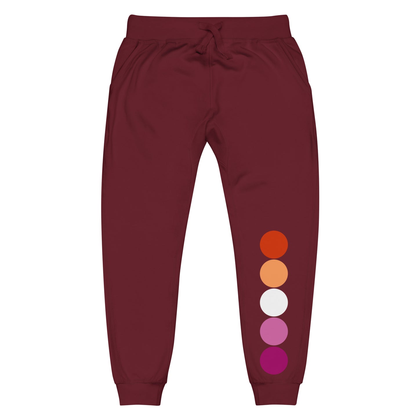 Lesbian Pride Sweatpants Joggers - Circles Maroon Lesbian unisex-fleece-sweatpants-maroon-front-63bb952b7d37c