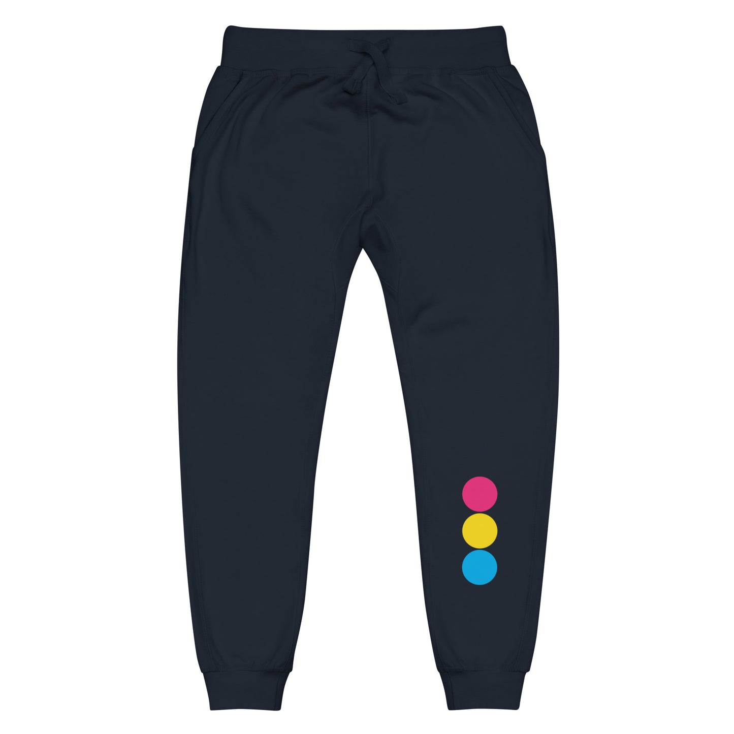 Pansexual Pan Pride Joggers Sweatpants - Circles Navy Blazer Pansexual unisex-fleece-sweatpants-navy-blazer-front-638bc7e98bf96