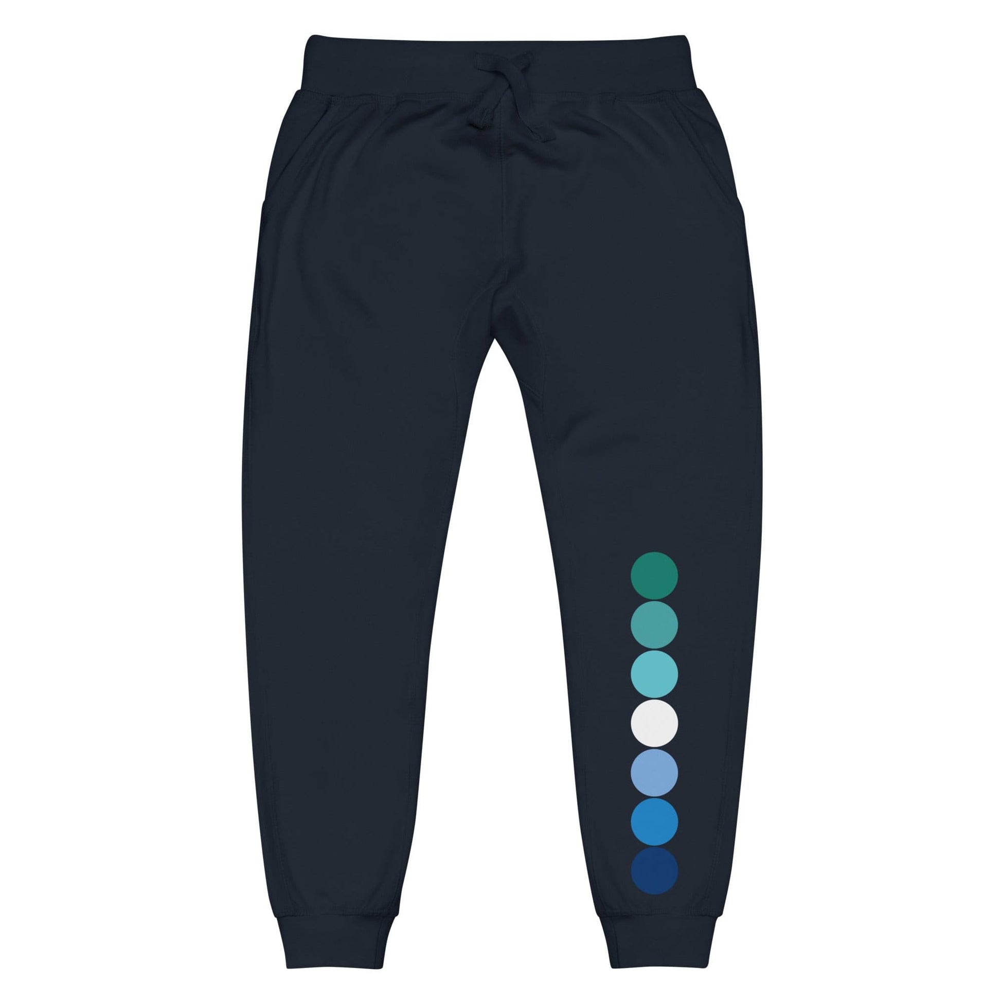 Gay MLM Pride Sweatpants - Vincian Circle Navy Blazer Gay unisex-fleece-sweatpants-navy-blazer-front-63bb94190326f