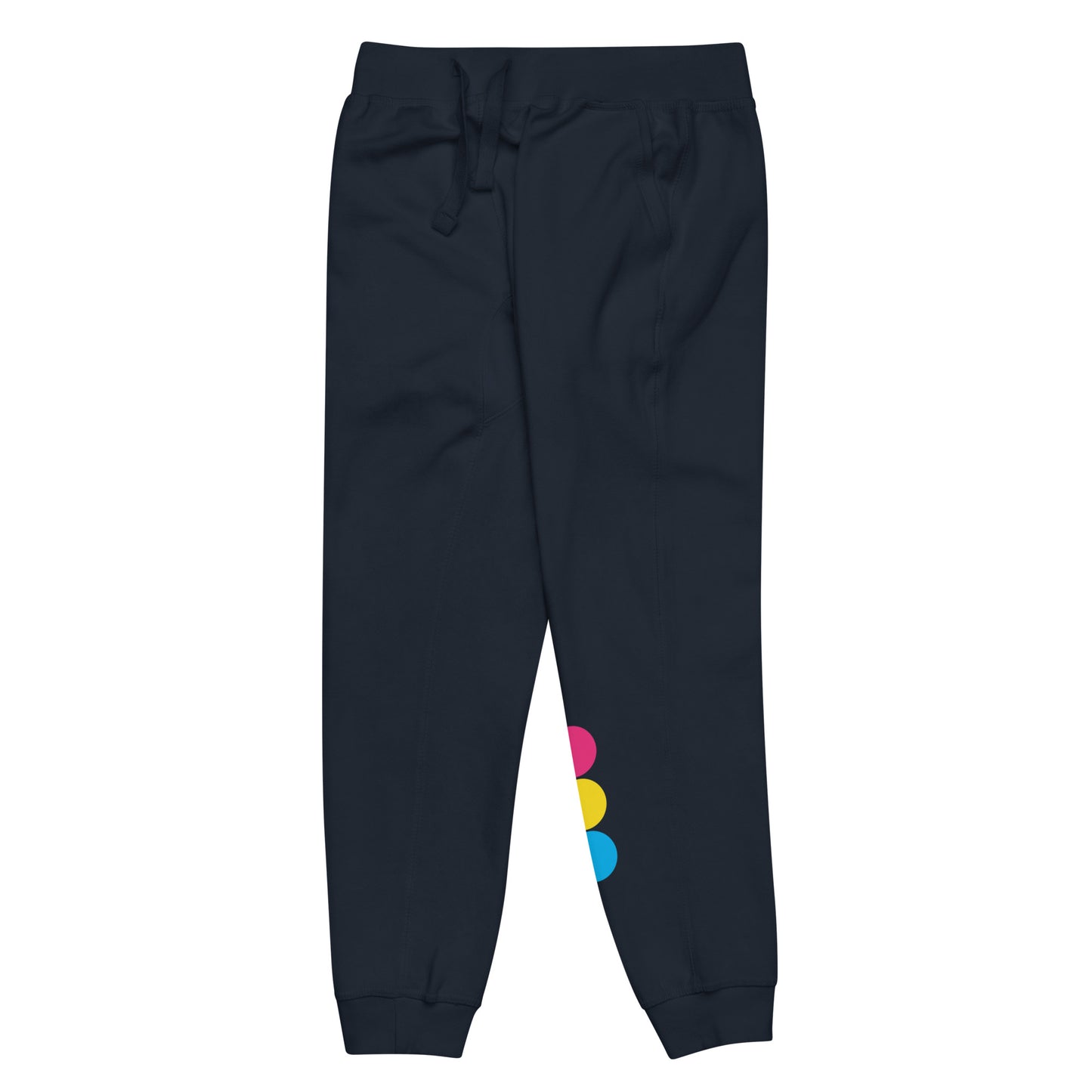 Pansexual Pan Pride Joggers Sweatpants - Circles unisex-fleece-sweatpants-navy-blazer-front-left-638bc7e98c16b