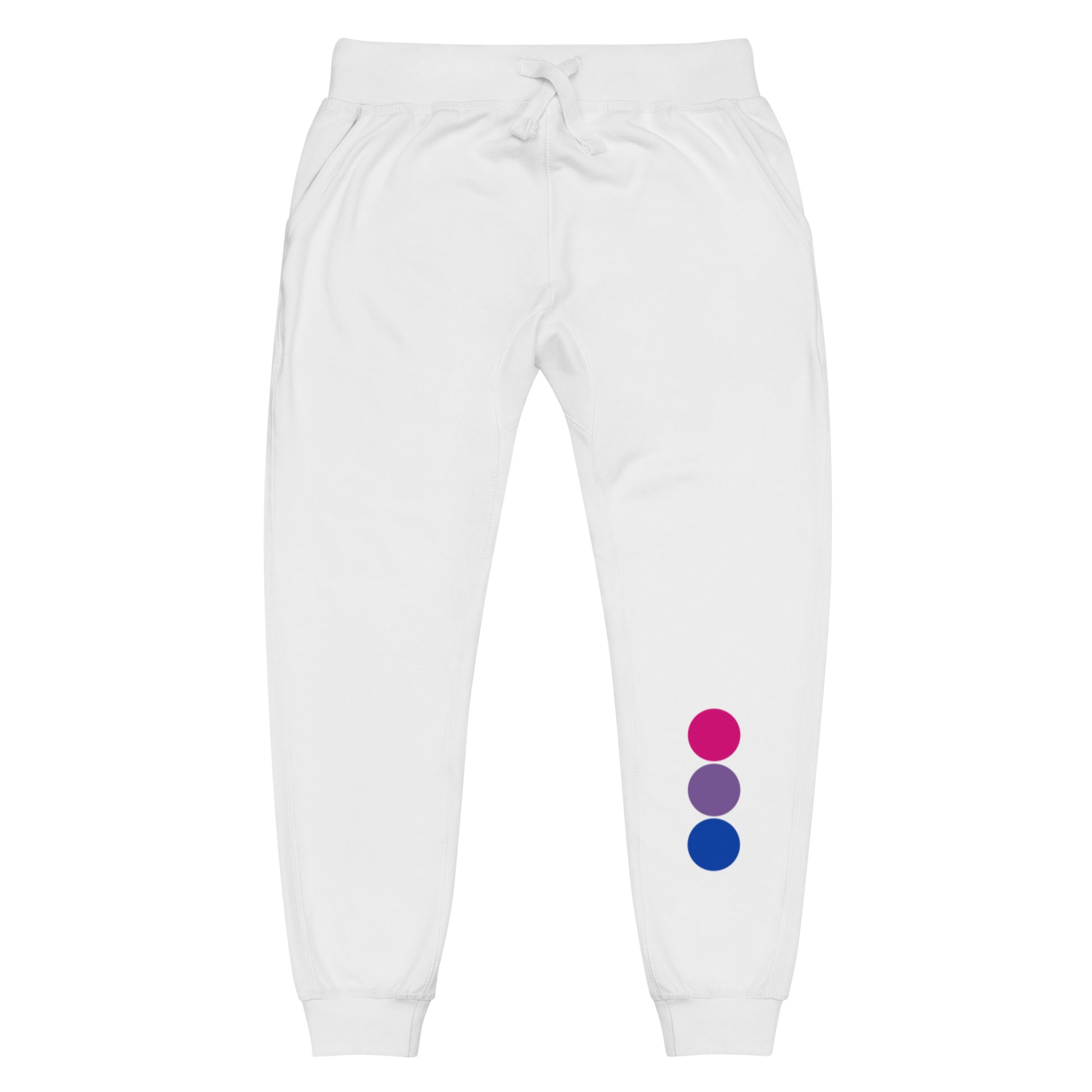 Bisexual Bi Pride Sweatpants with Circles White Bisexual unisex-fleece-sweatpants-white-front-638ad9b6170e1