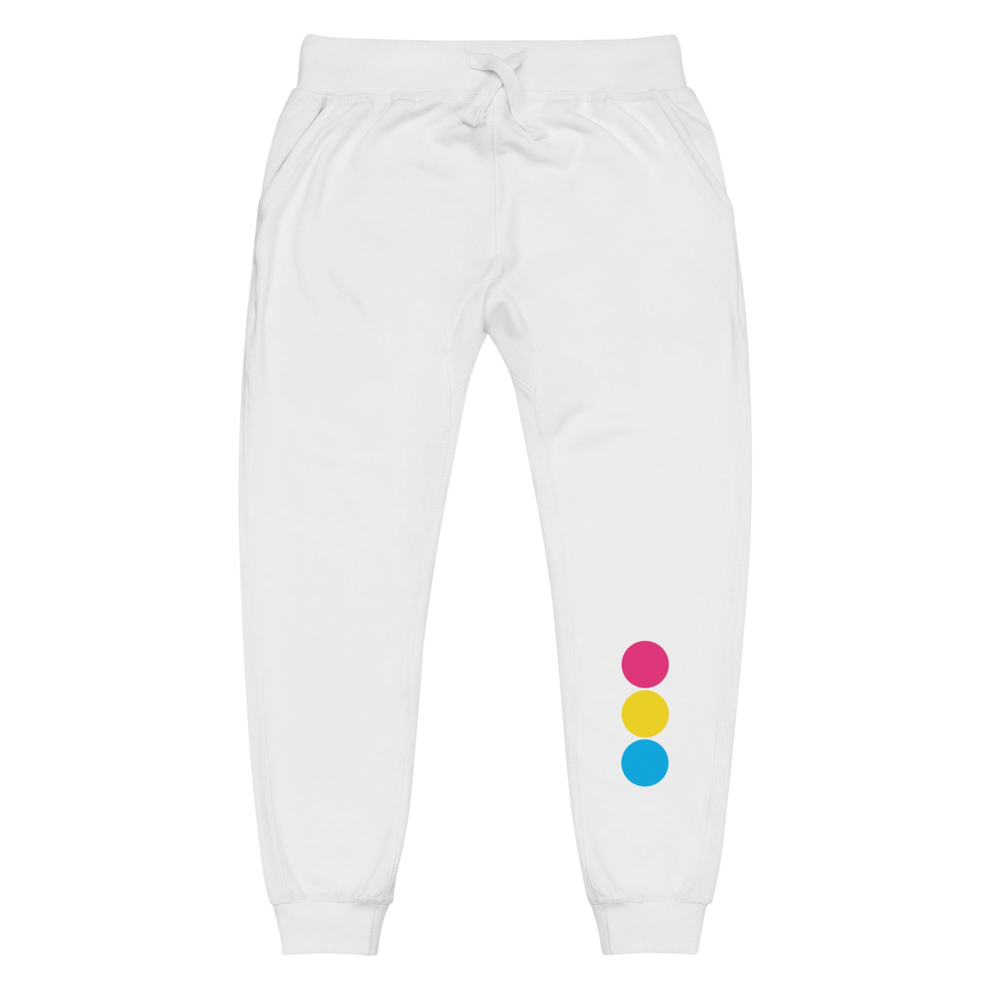 Pansexual Pan Pride Joggers Sweatpants - Circles White Pansexual unisex-fleece-sweatpants-white-front-638bc7e98e427