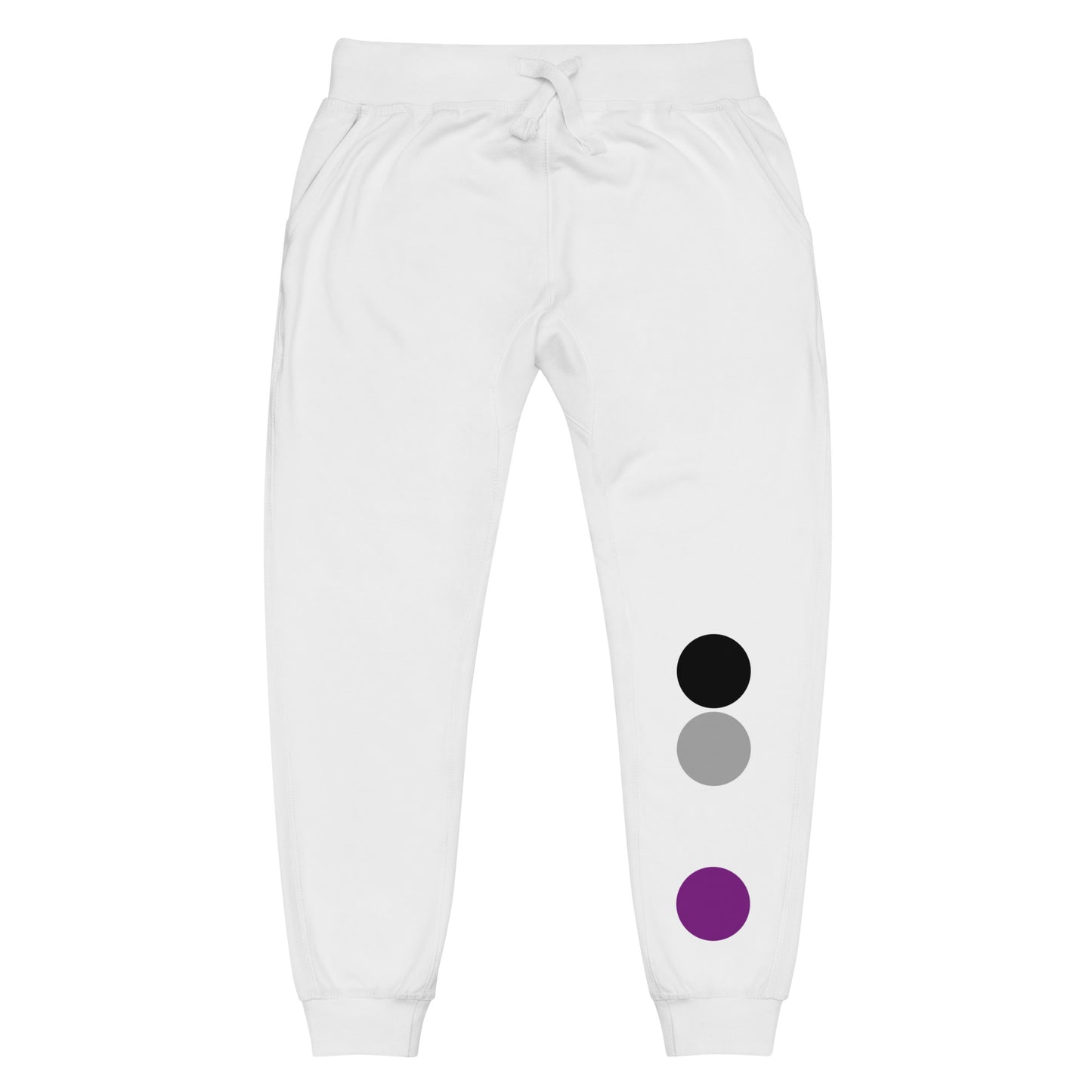 Asexual Ace Pride Sweatpants with Circles White Asexual unisex-fleece-sweatpants-white-front-63bb969eb82b4