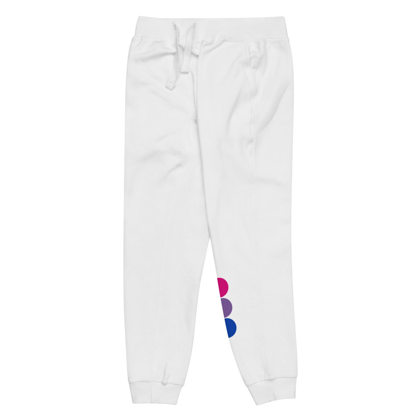 Bisexual Bi Pride Sweatpants with Circles unisex-fleece-sweatpants-white-front-left-638ad9b617336