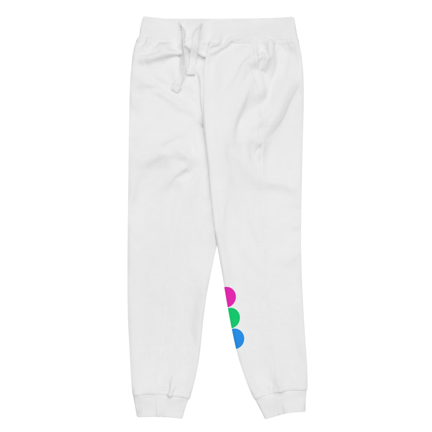 Polysexual Poly Pride Joggers Sweatpants - Circles unisex-fleece-sweatpants-white-front-left-638adb9d31408